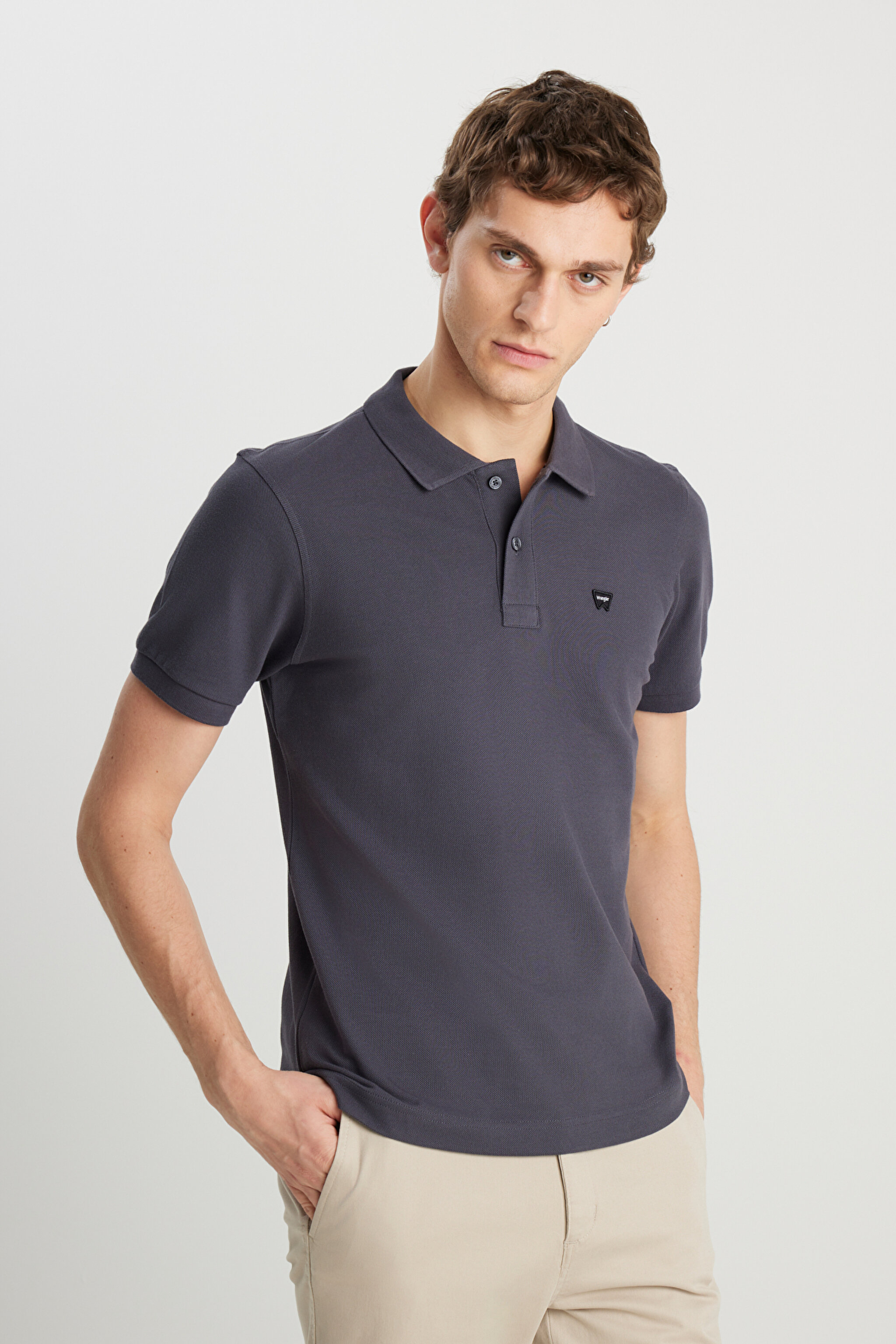 %100 Pamuk Regular Fit Normal Kesim Antrasit Polo Yaka Tişört - Anthracite-MW7D5K4XX2T003 (görsel 2)