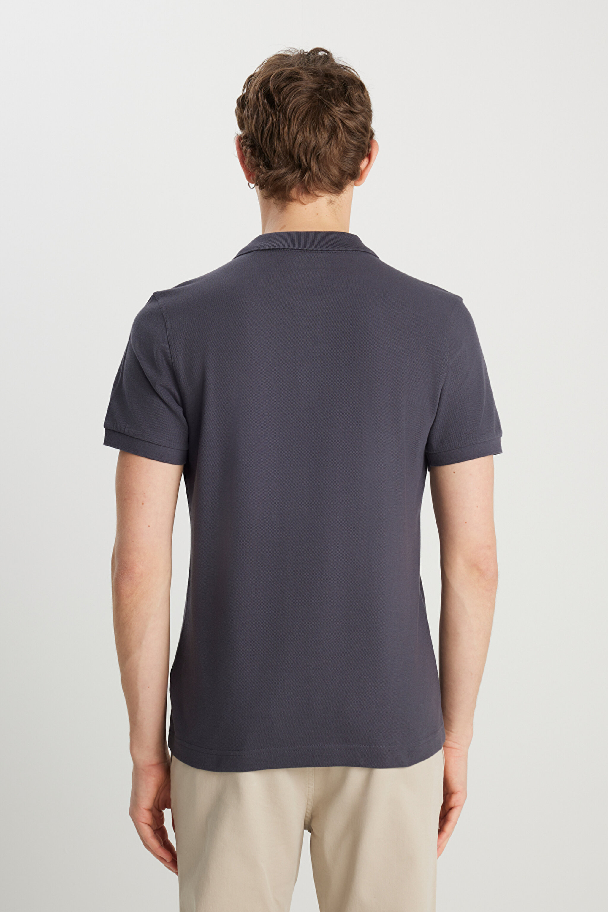 %100 Pamuk Regular Fit Normal Kesim Antrasit Polo Yaka Tişört - Anthracite-MW7D5K4XX2T003 (görsel 5)