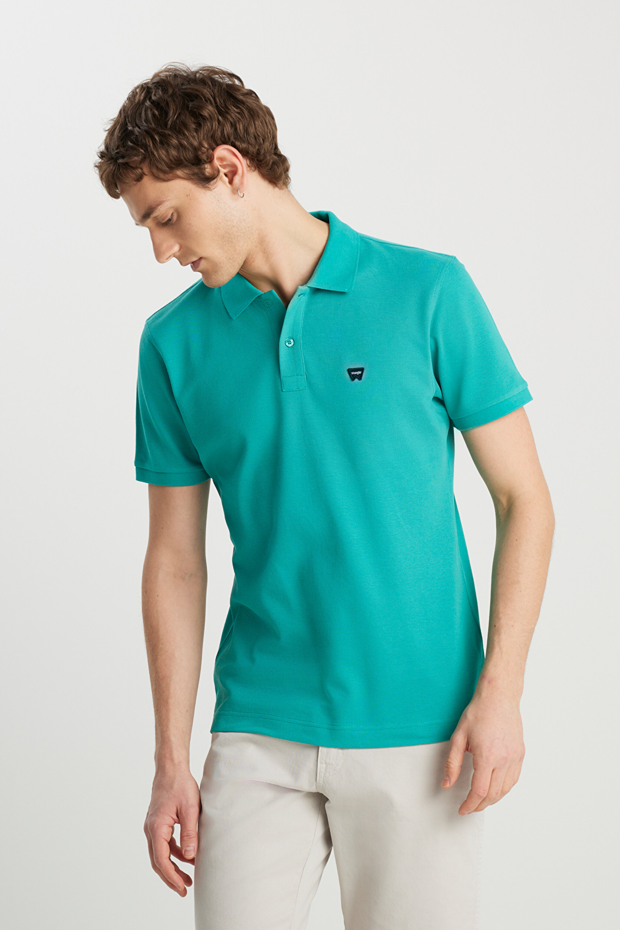 %100 Pamuk Regular Fit Normal Kesim Petrol Mavisi Polo Yaka Tişört