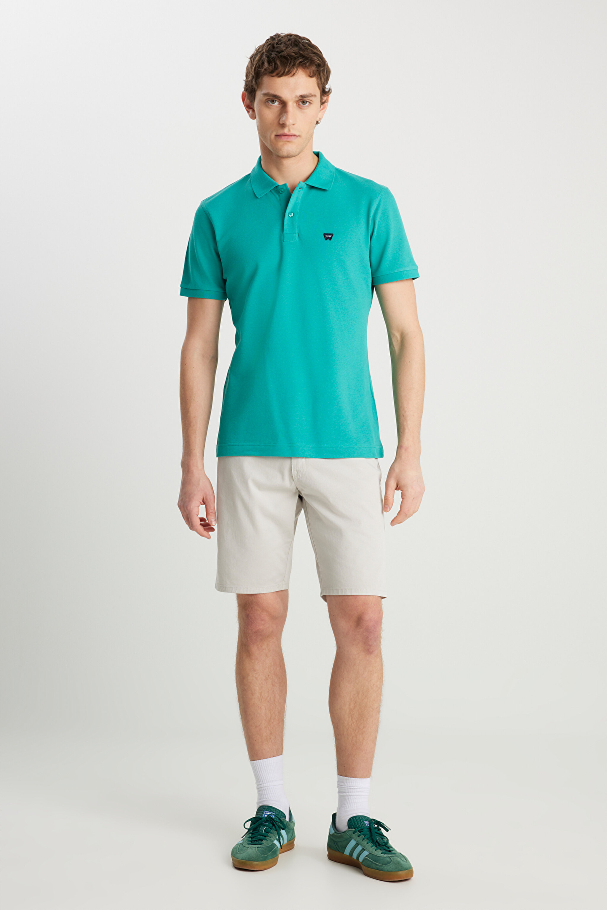 %100 Pamuk Regular Fit Normal Kesim Petrol Mavisi Polo Yaka Tişört - Porcelain Green-MW7D5K4XX2T208 (görsel 3)