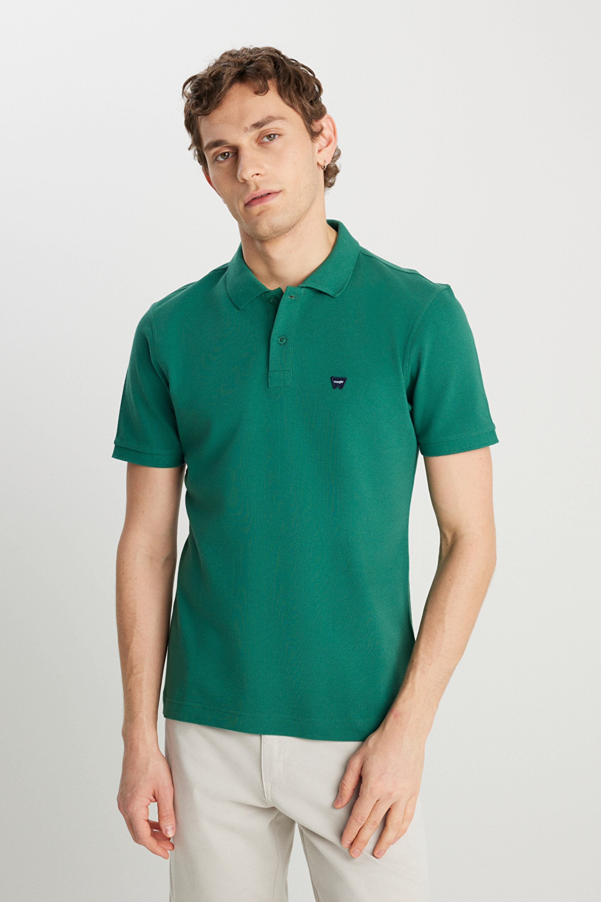 %100 Pamuk Regular Fit Normal Kesim Yeşil Polo Yaka Tişört - Green-MW7D5K4XX2T300 (görsel 2)