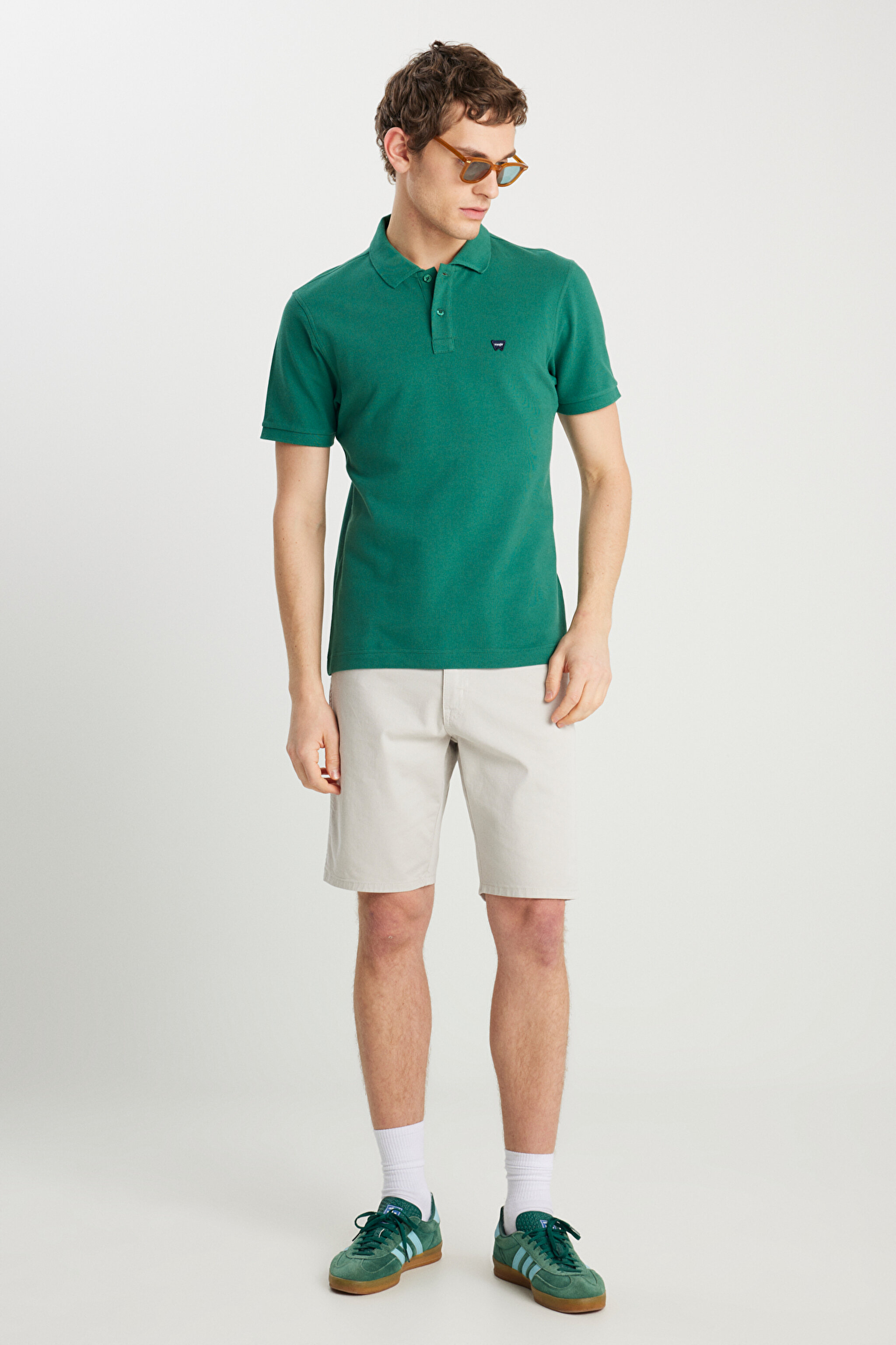 %100 Pamuk Regular Fit Normal Kesim Yeşil Polo Yaka Tişört - Green-MW7D5K4XX2T300 (görsel 3)