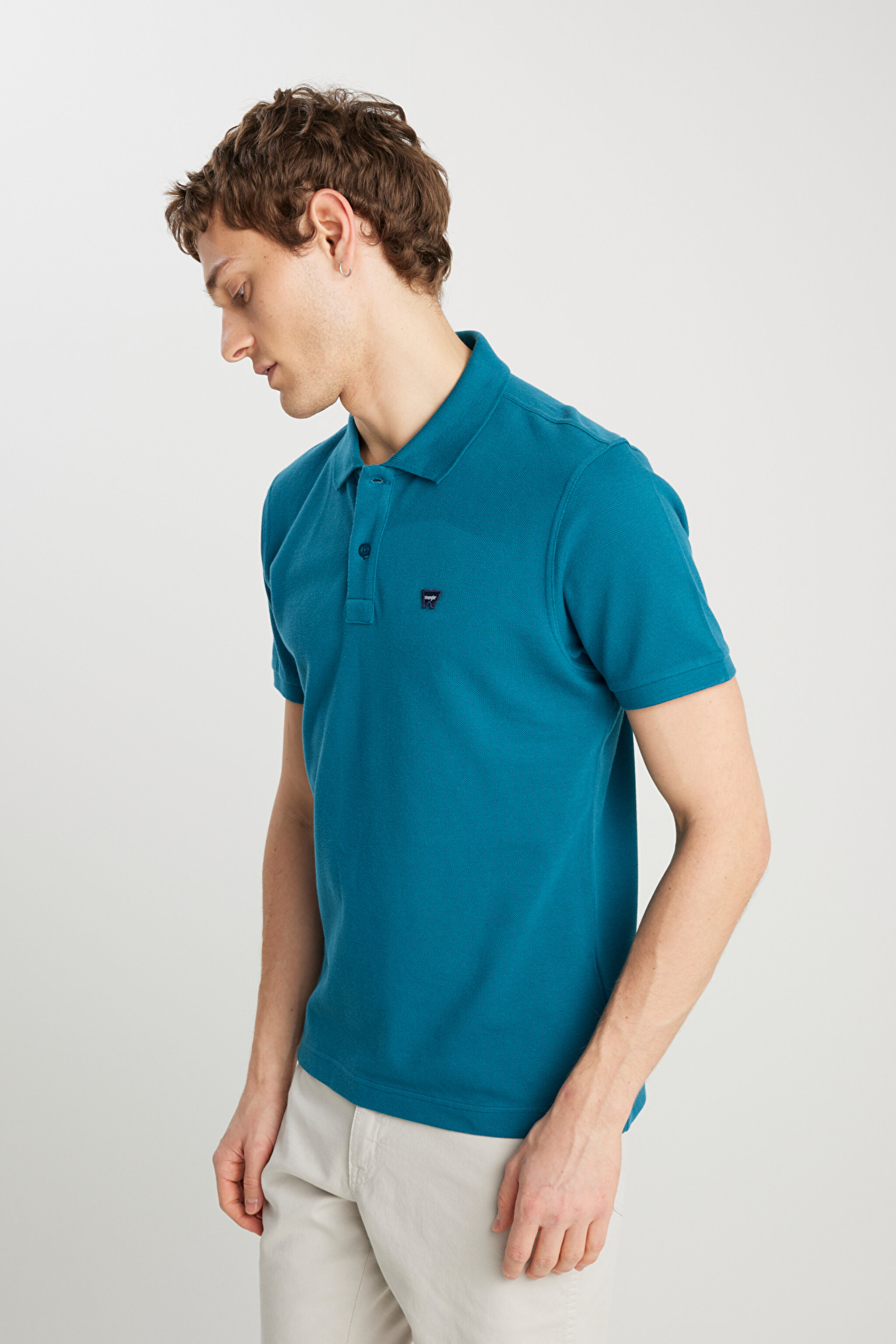 %100 Pamuk Regular Fit Normal Kesim Petrol Rengi Polo Yaka Tişört - Petrol-MW7D5K4XX2T405 (görsel 2)
