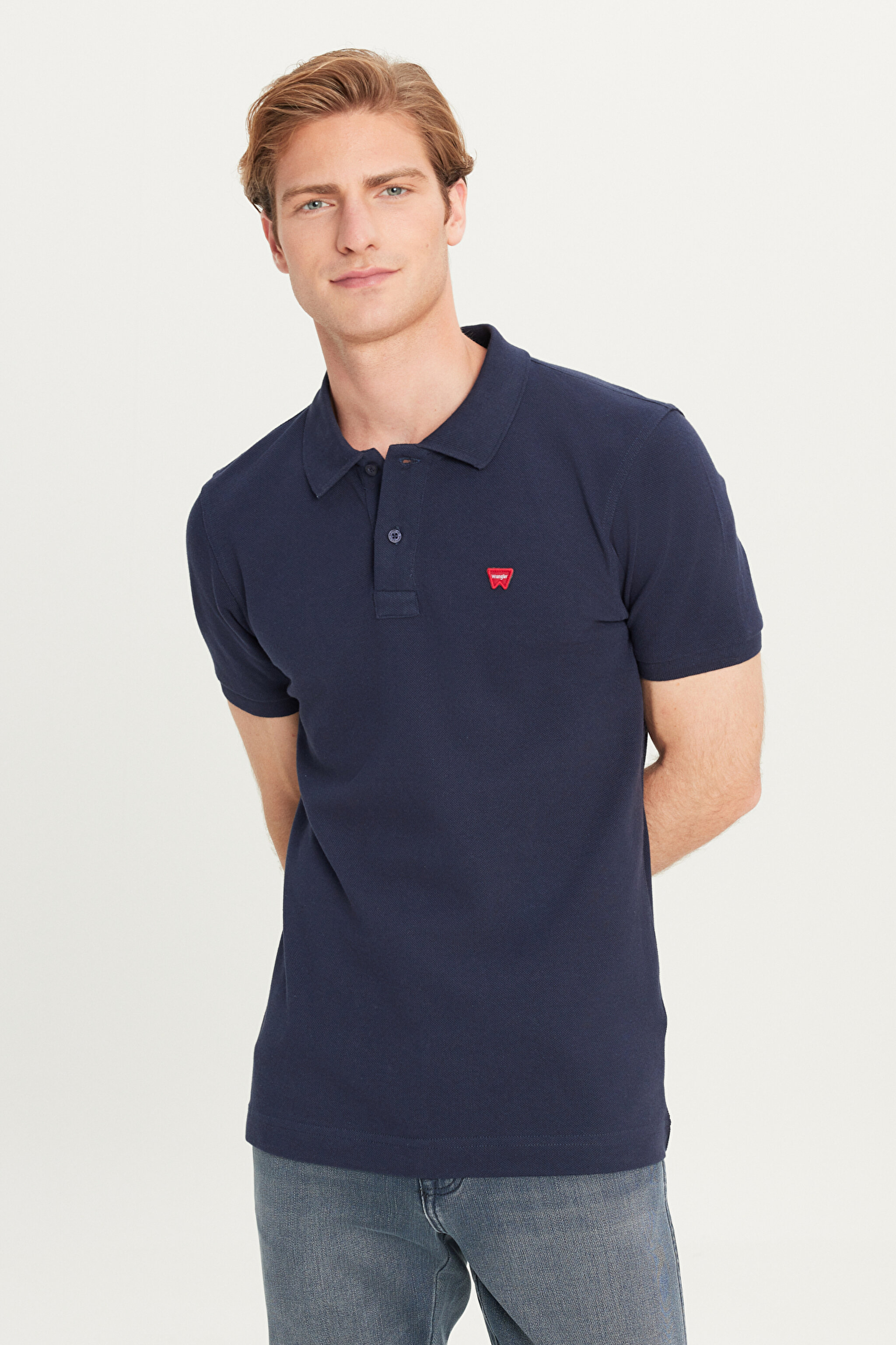 %100 Pamuk Regular Fit Normal Kesim Lacivert Polo Yaka Tişört