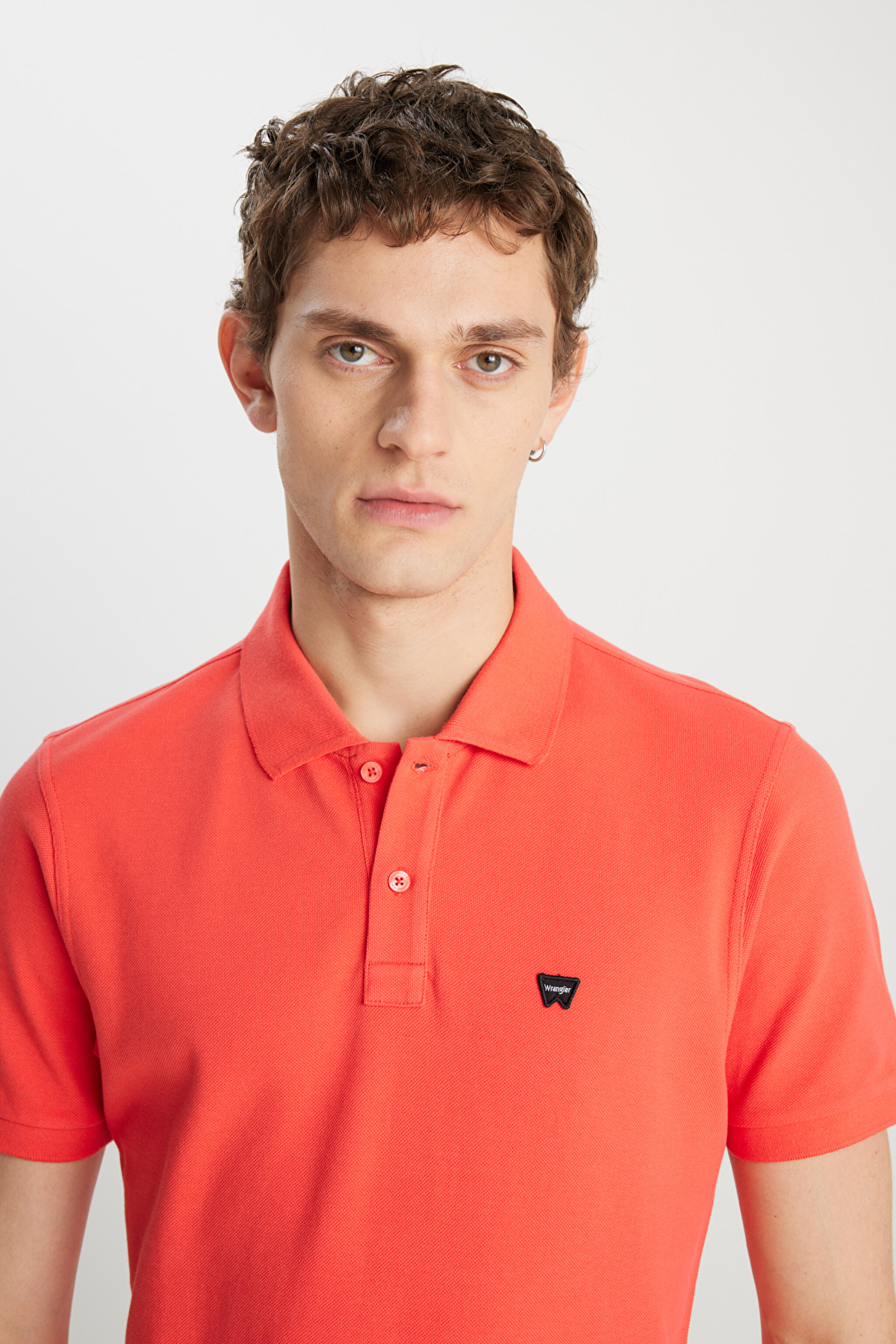 %100 Pamuk Regular Fit Normal Kesim Mercan Rengi Polo Yaka Tişört - Coral-MW7D5K4XX2T512 (görsel 4)