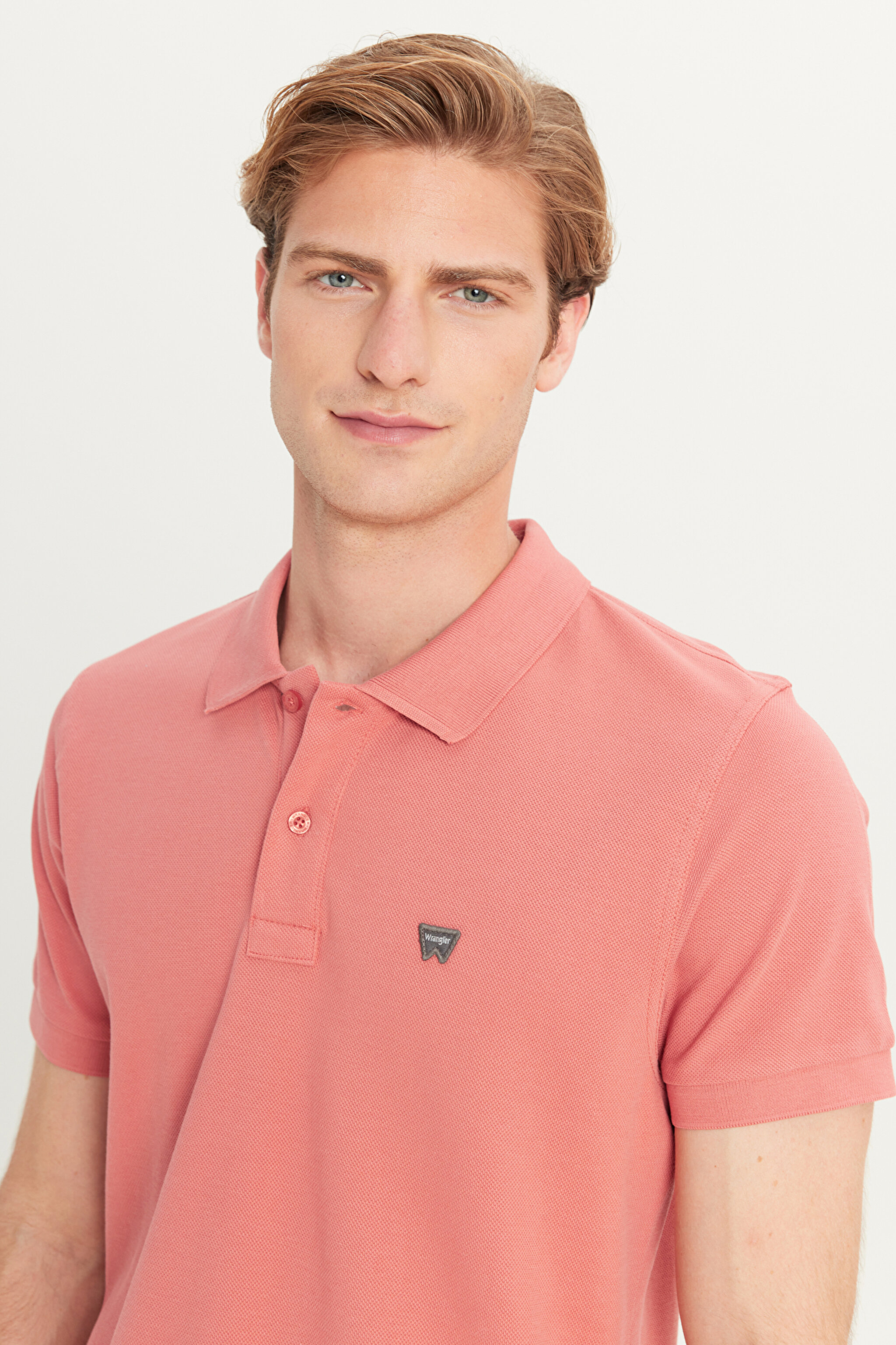 %100 Pamuk Regular Fit Normal Kesim Açık Pembe Polo Yaka Tişört - Dusty Rose-MW7D5K4XX2T532 (görsel 4)