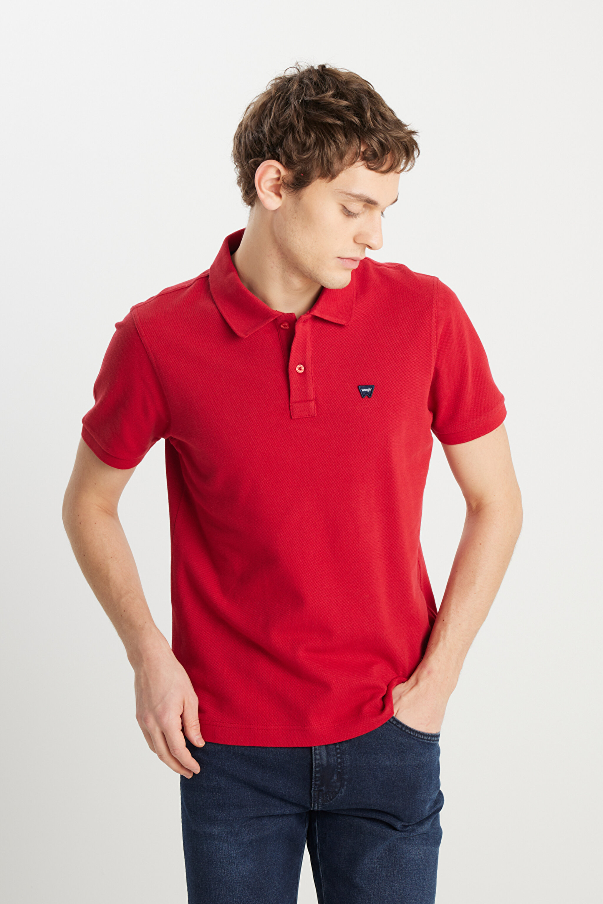 %100 Pamuk Regular Fit Normal Kesim Kırmızı Polo Yaka Tişört - Red-MW7D5K4XX2T600 (görsel 2)