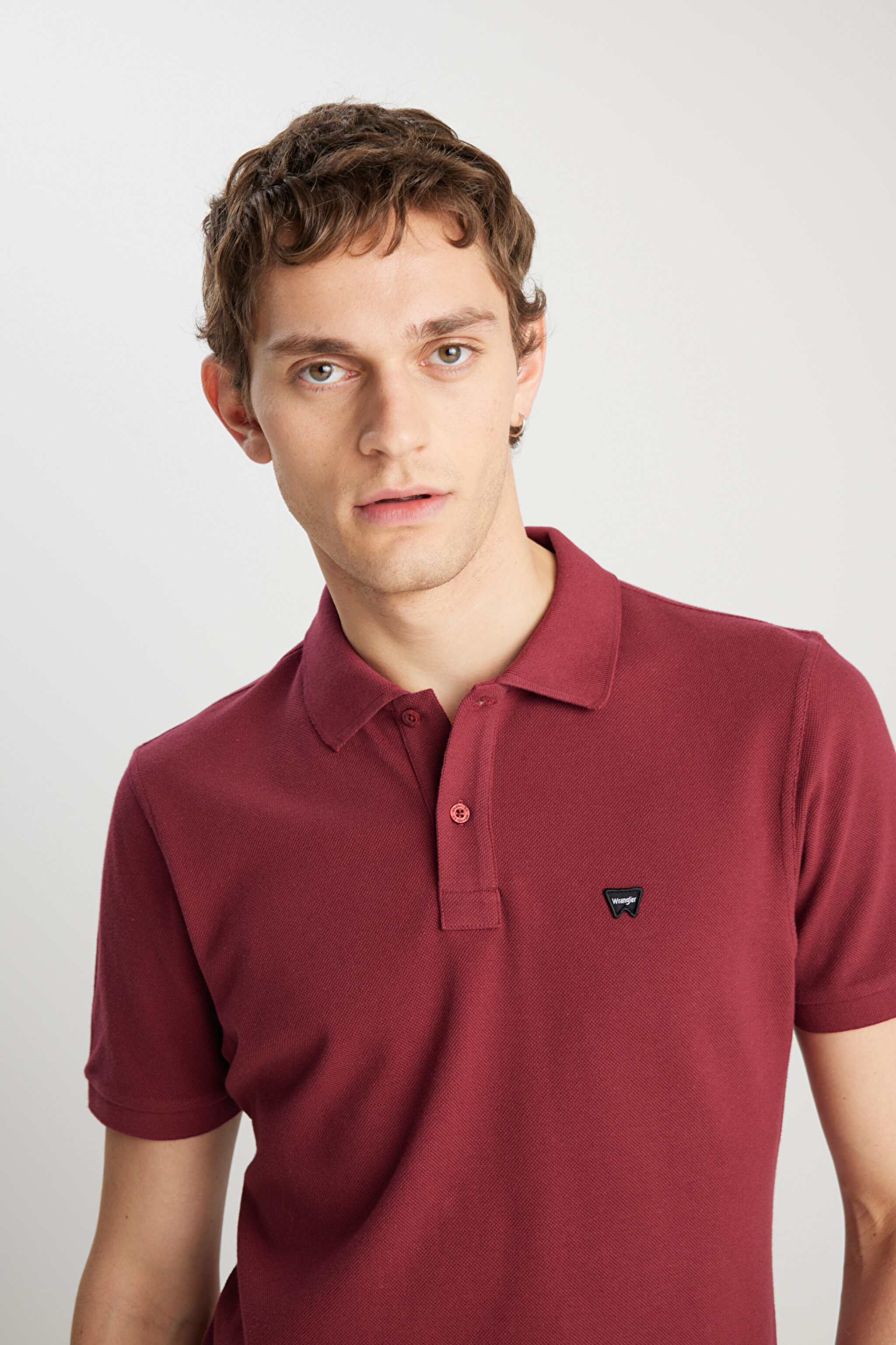 %100 Pamuk Regular Fit Normal Kesim Bordo Polo Yaka Tişört - Claret Red-MW7D5K4XX2T606 (görsel 4)