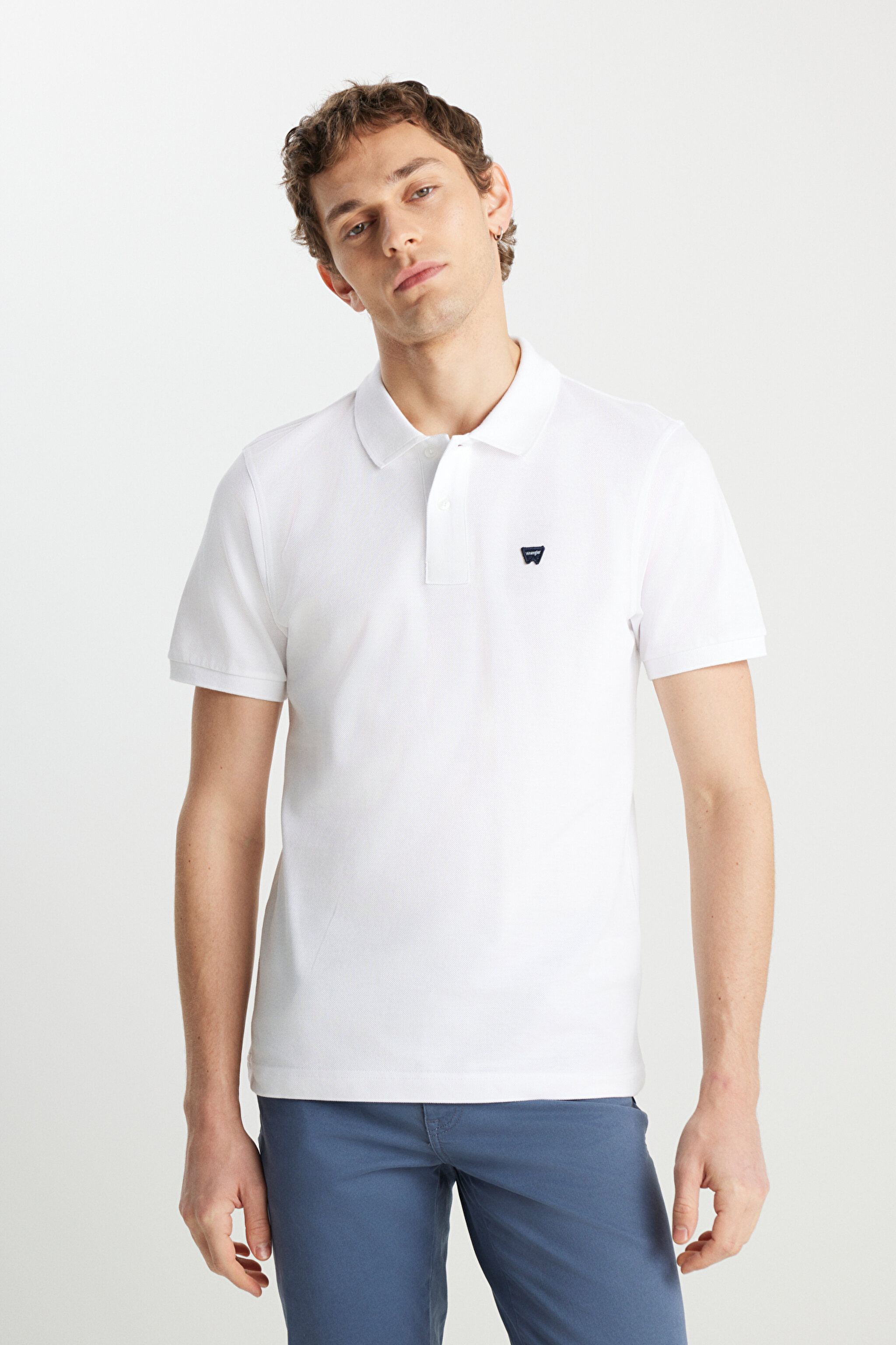 %100 Pamuk Regular Fit Normal Kesim Beyaz Polo Yaka Tişört
