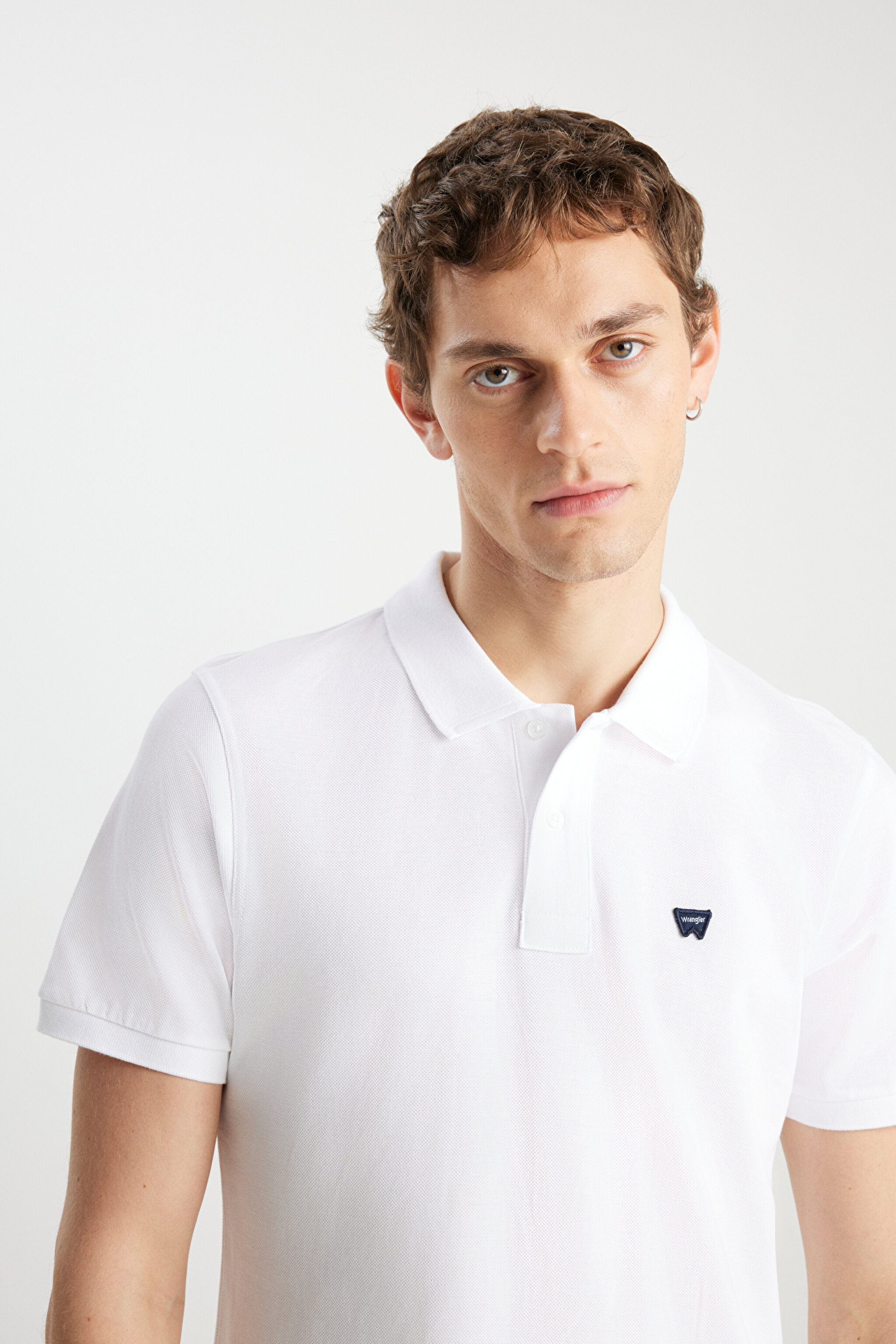 %100 Pamuk Regular Fit Normal Kesim Beyaz Polo Yaka Tişört - White-MW7D5K4XX2T989 (görsel 4)