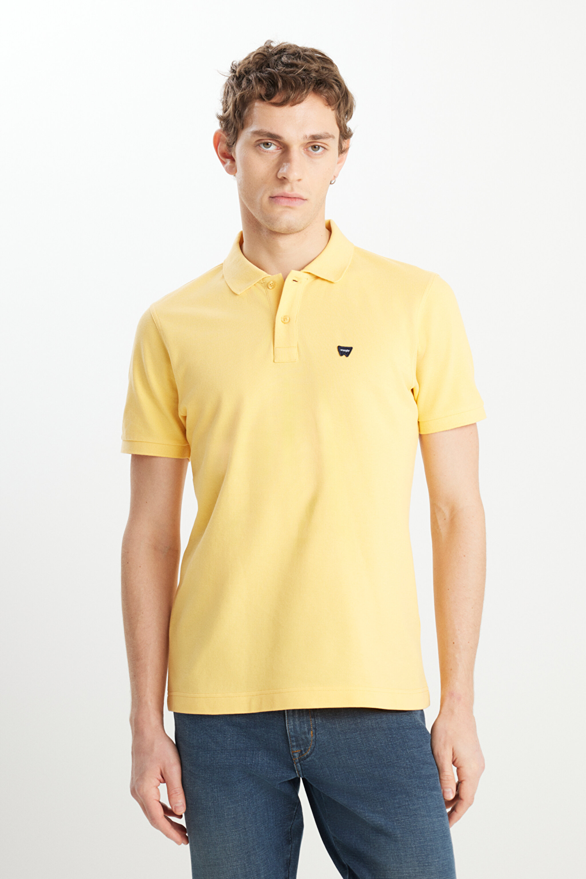 %100 Pamuk Regular Fit Normal Kesim Sarı Polo Yaka Tişört
