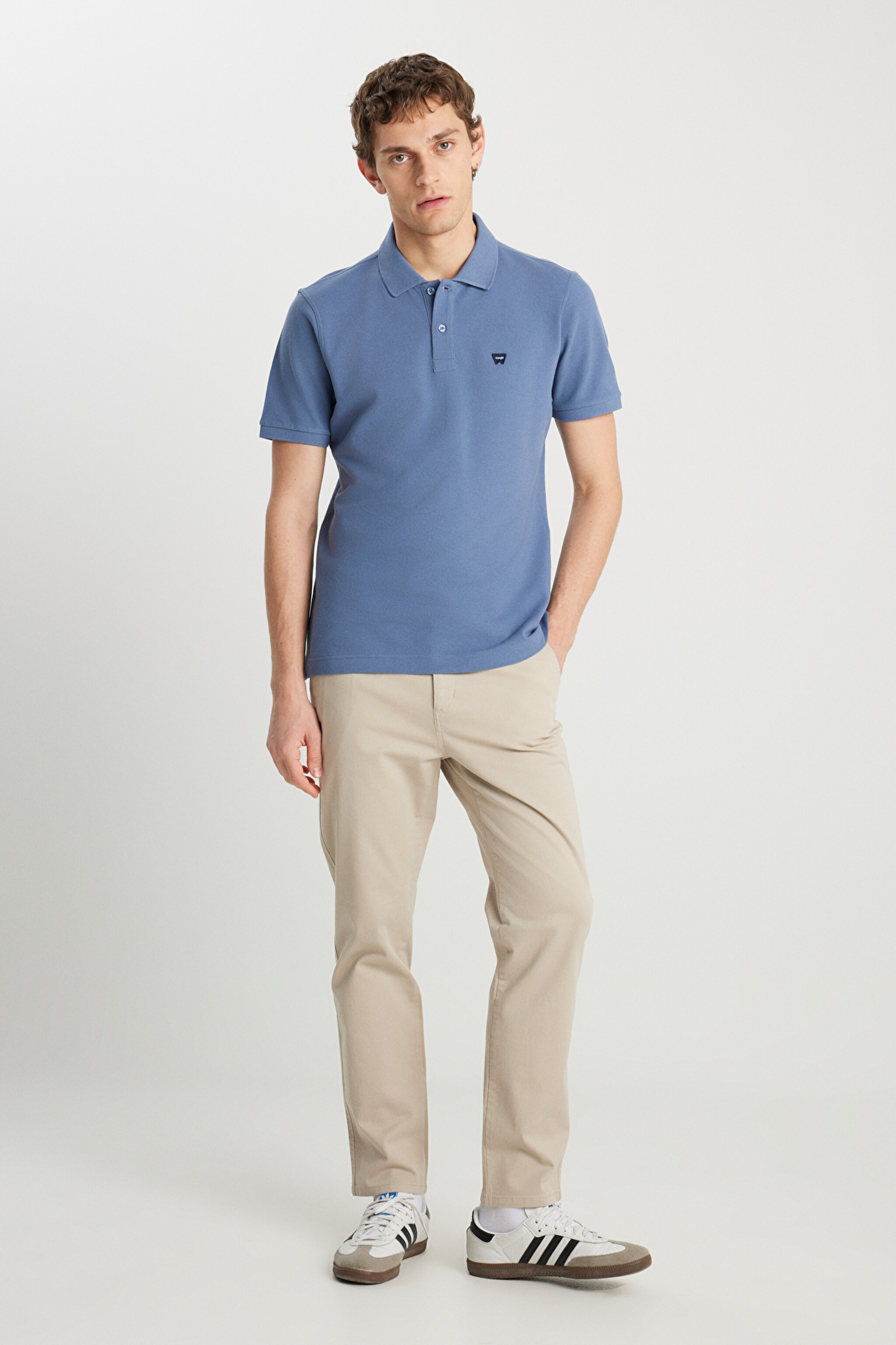 %100 Pamuk Regular Fit Normal Kesim İndigo Polo Yaka Tişört - Vintage Indigo-MW7D5K4XX2TXZ8 (görsel 3)