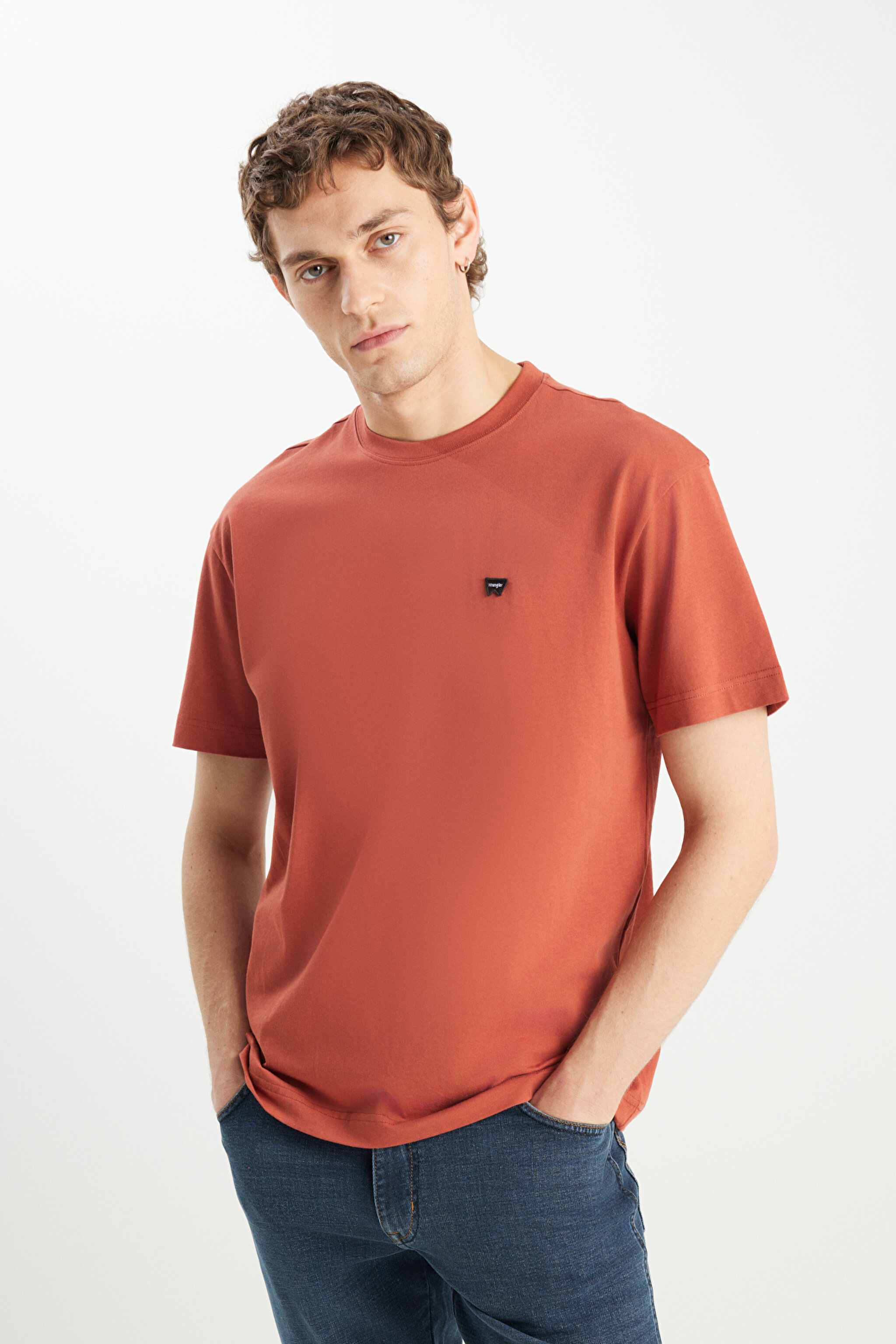 %100 Pamuk Relaxed Fit Geniş Kesim Minimal Logo Siyah Tişört - Brick-MW7NM203877222 (görsel 2)