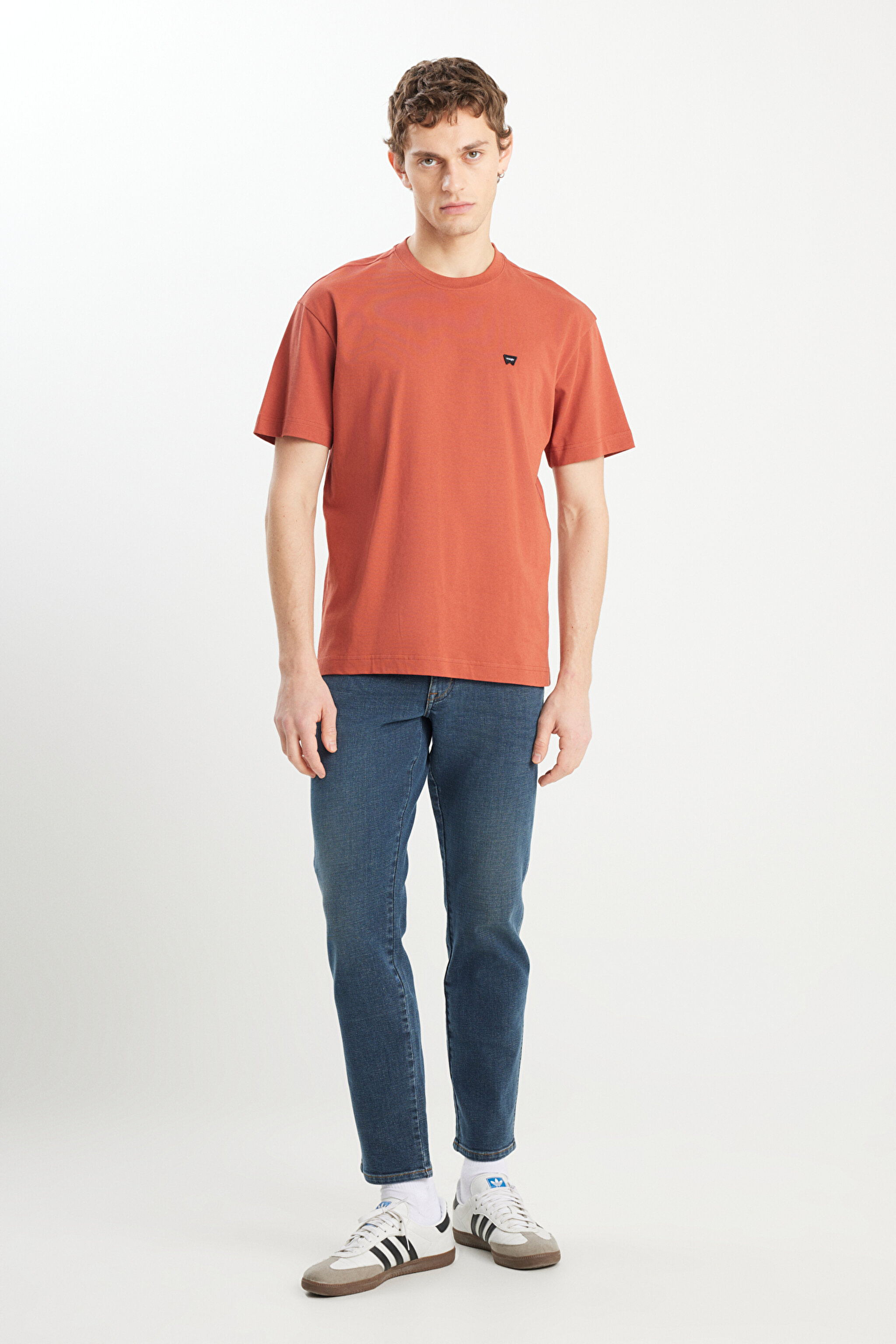 %100 Pamuk Relaxed Fit Geniş Kesim Minimal Logo Siyah Tişört - Brick-MW7NM203877222 (görsel 3)