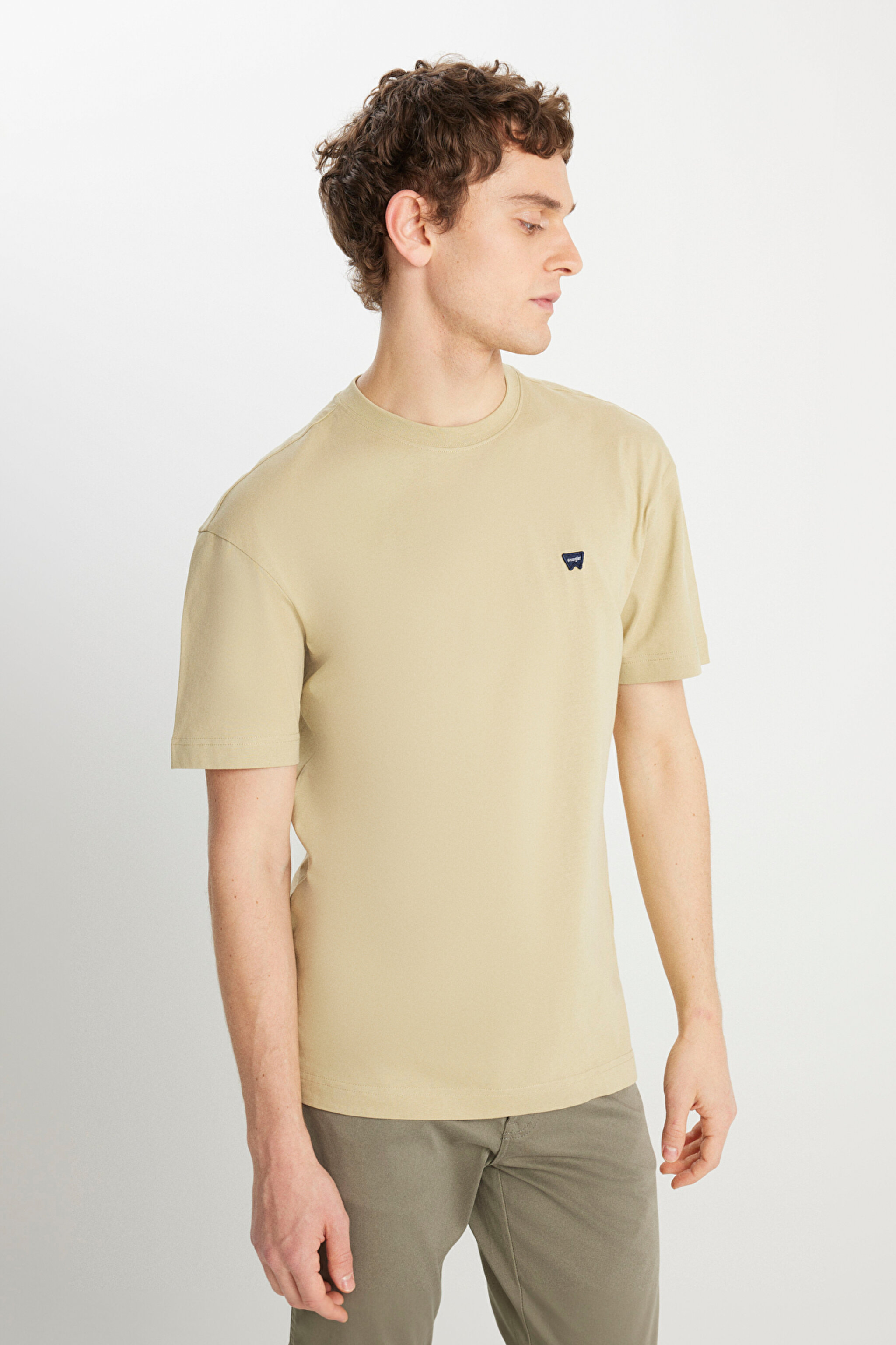 %100 Pamuk Relaxed Fit Geniş Kesim Minimal Logo Yeşil Tişört - SeaFoamGreen-MW7NM203877303 (görsel 2)