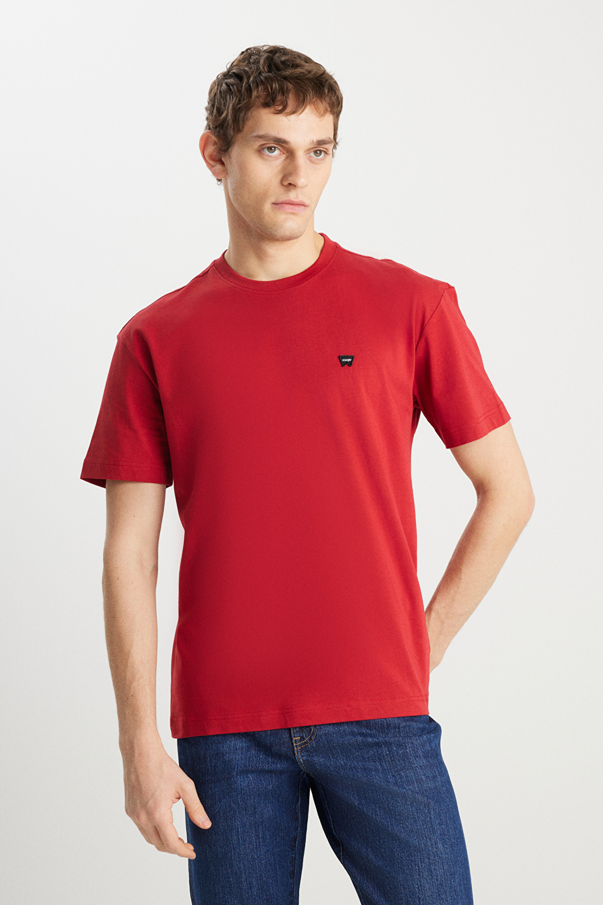 %100 Pamuk Relaxed Fit Geniş Kesim Minimal Logo Kırmızı Tişört - Red-MW7NM203877600 (görsel 2)