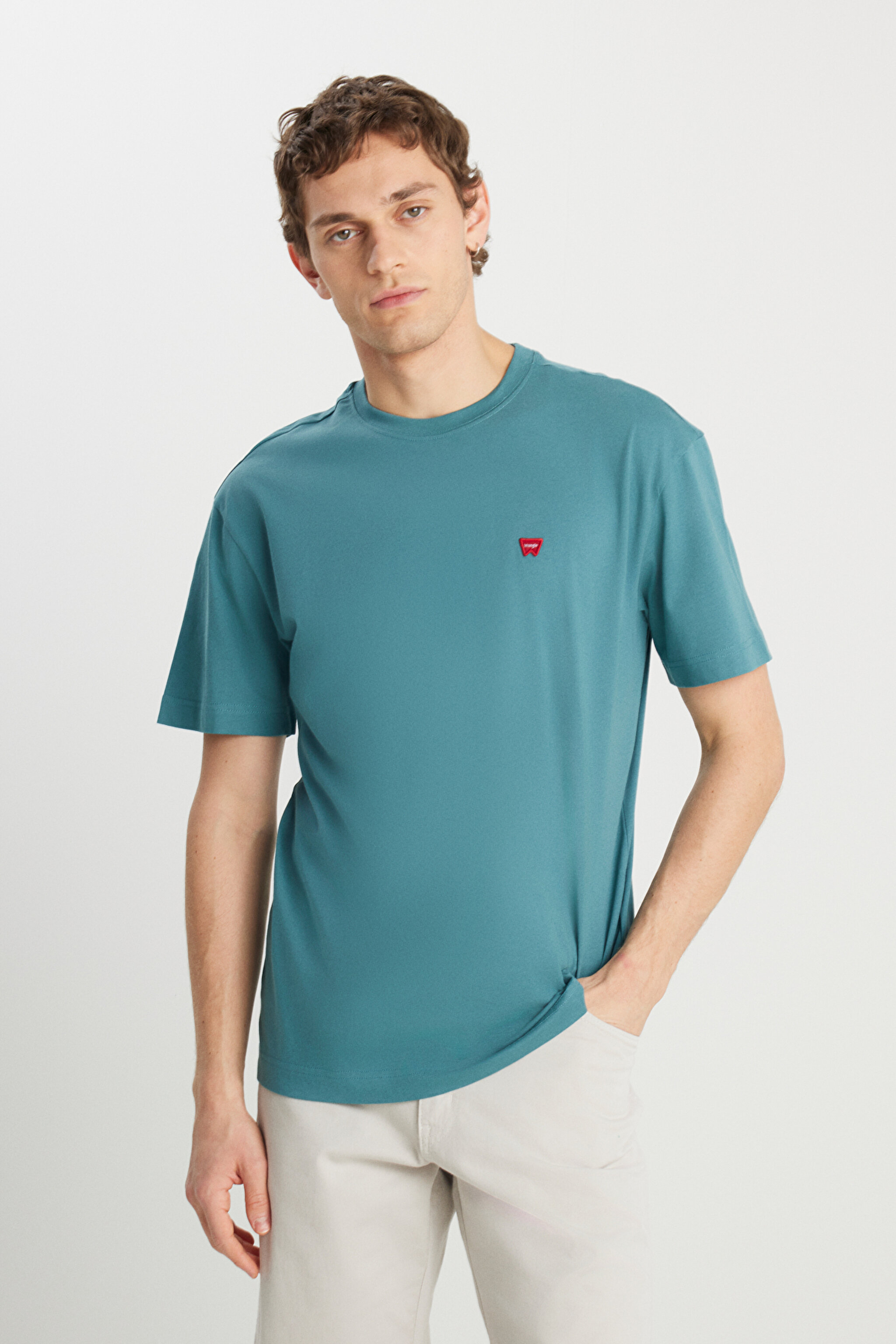 %100 Pamuk Relaxed Fit Geniş Kesim Minimal Logo Lacivert Tişört