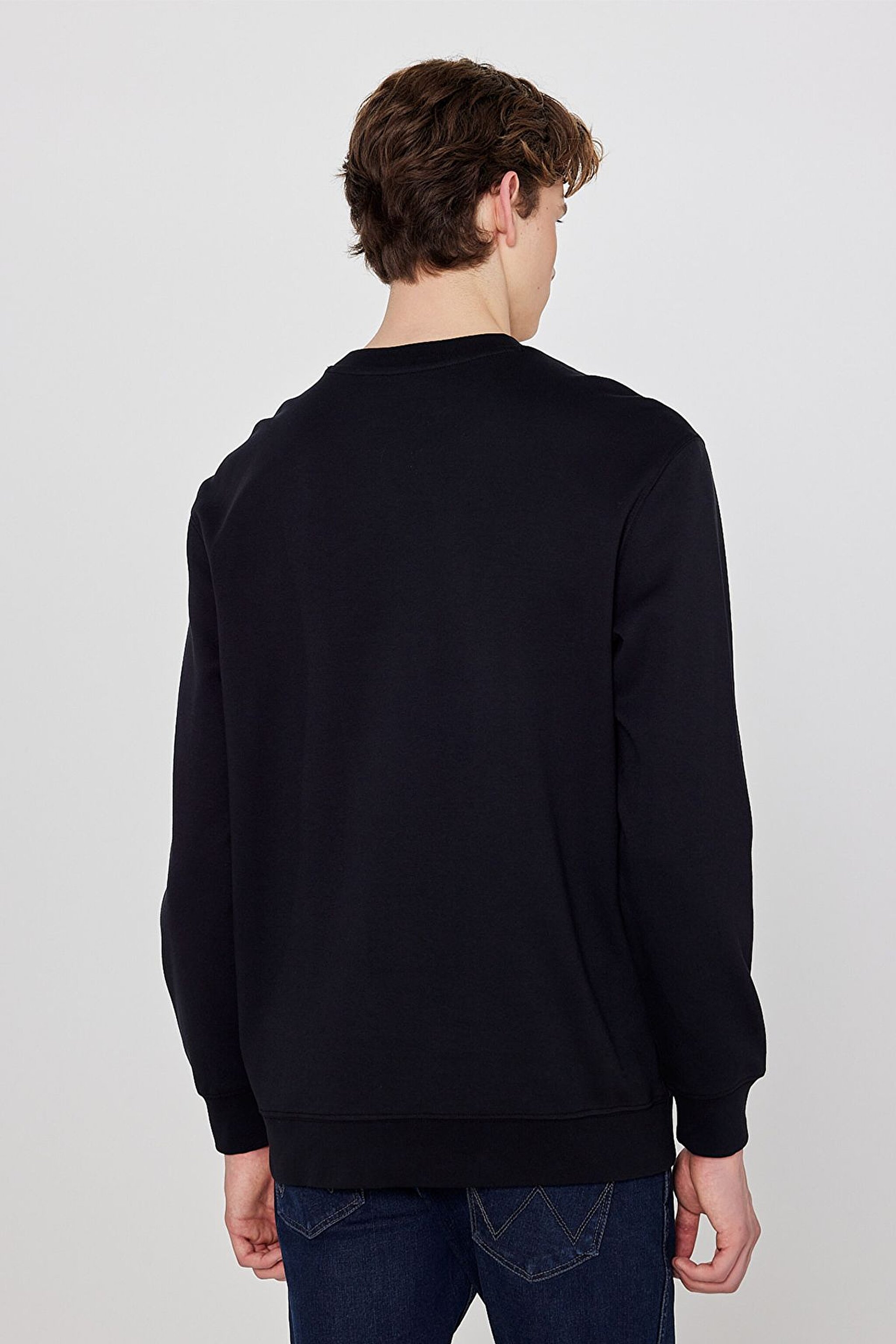Pamuklu Regular Fit Normal Kesim Bisiklet Yaka Logo Detaylı Sweatshirt - Black-TW2520255001 (görsel 5)