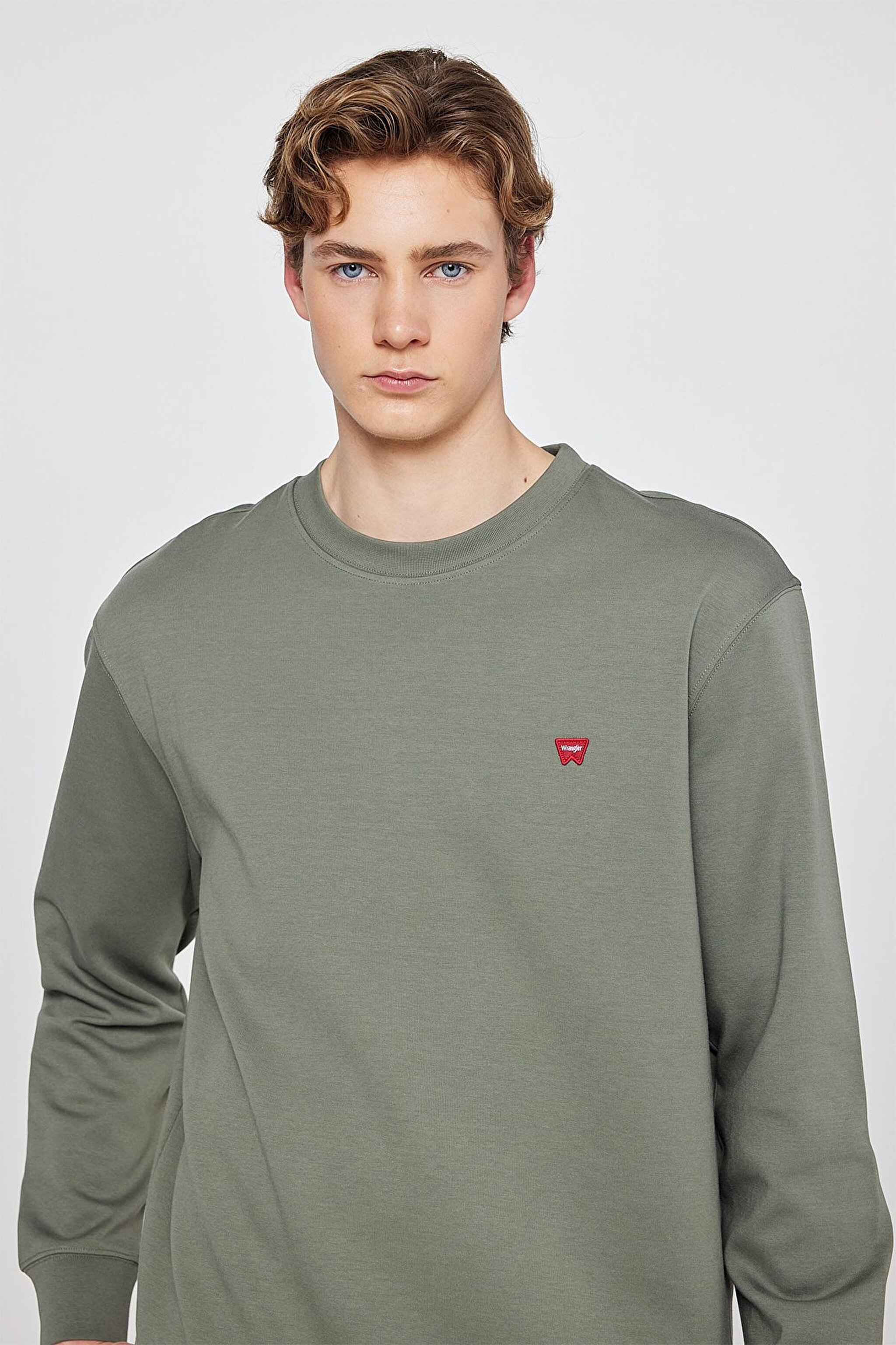 Pamuklu Regular Fit Normal Kesim Bisiklet Yaka Logo Detaylı Sweatshirt - KHAKI-TW2520255801 (görsel 4)