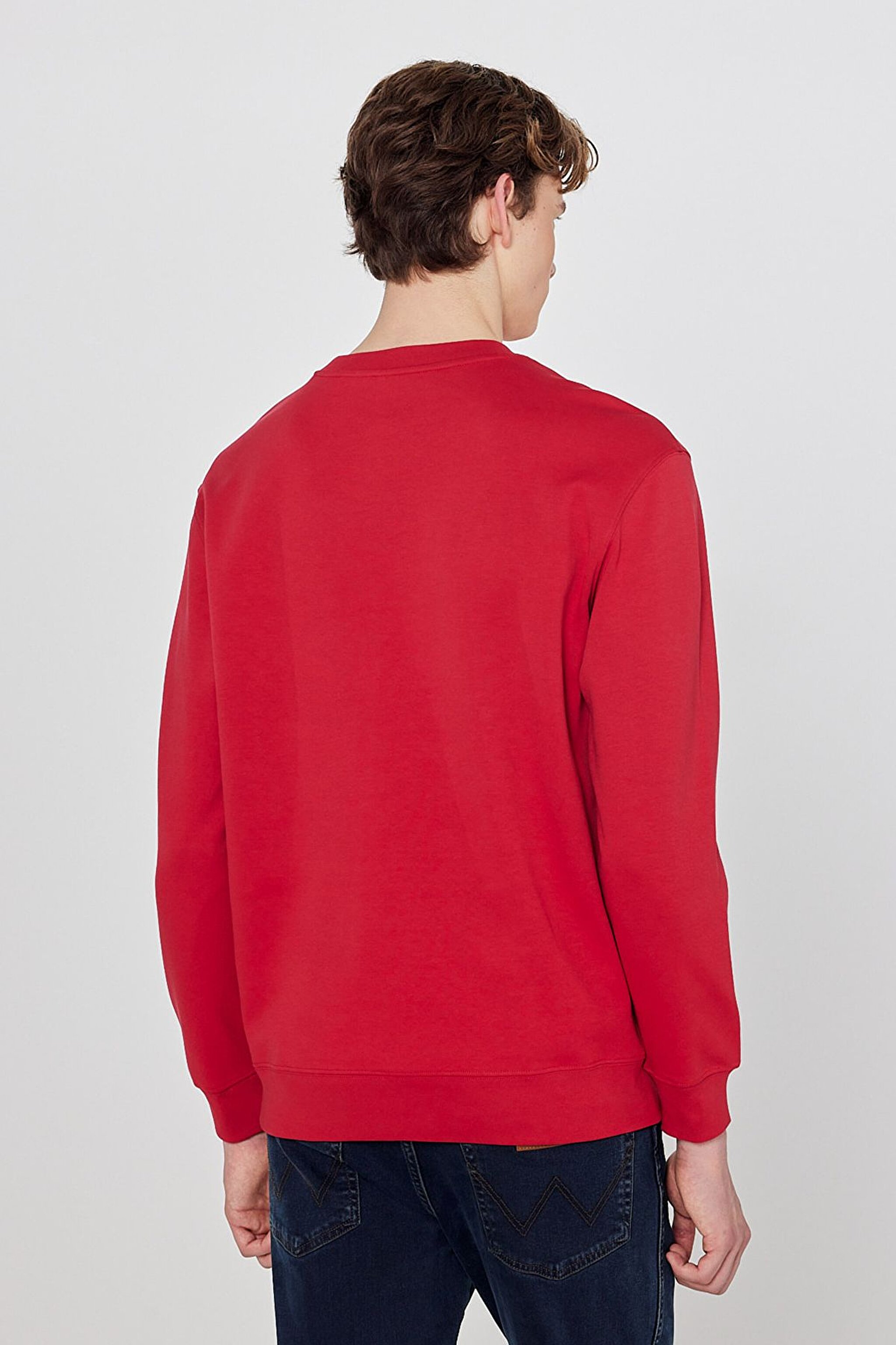 Pamuklu Regular Fit Normal Kesim Bisiklet Yaka Logo Detaylı Sweatshirt - Red-TW2520255A47 (görsel 5)
