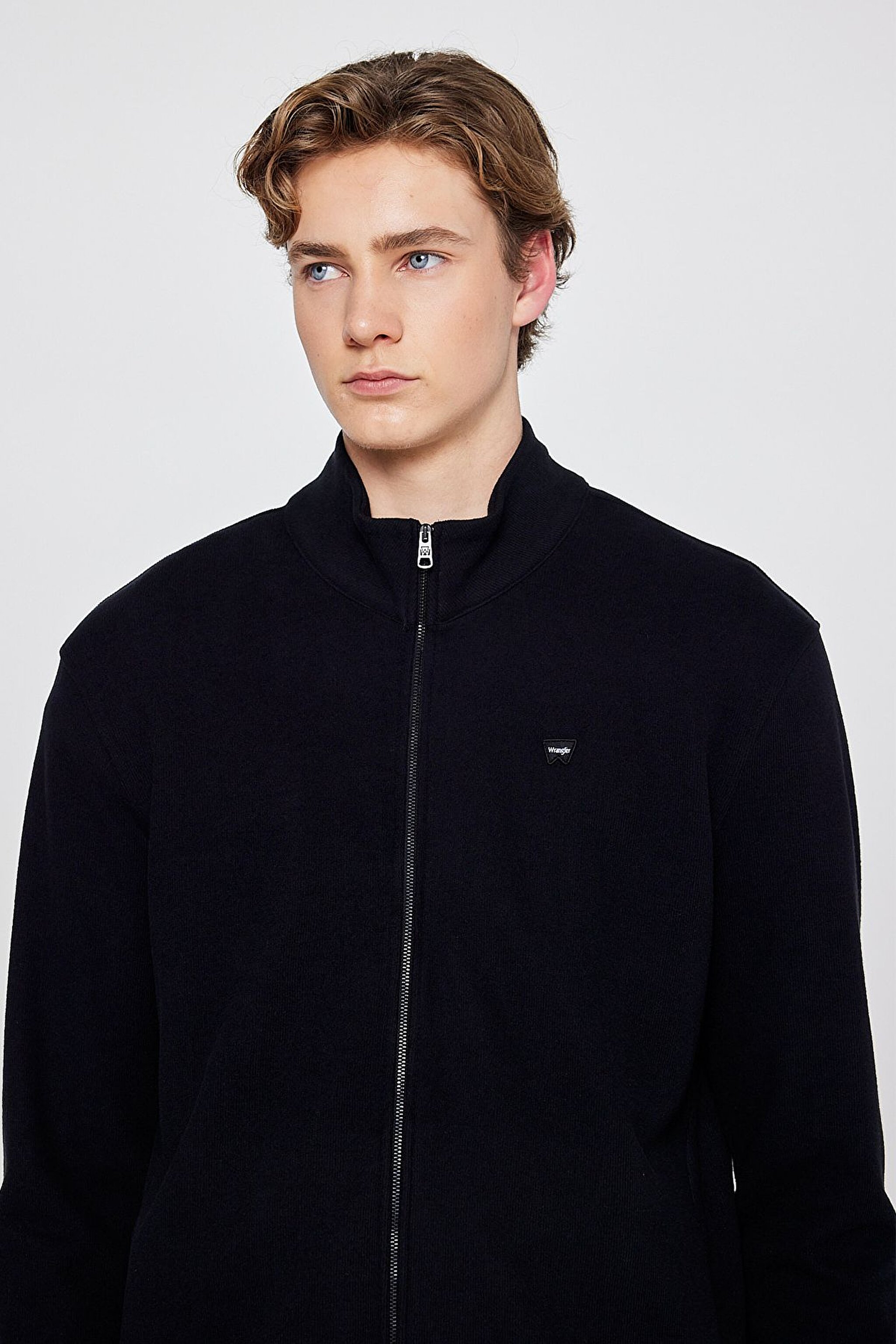 Pamuklu Relaxed Fit Dik Yaka Fermuarlı Selanik Örgü Sweatshirt - Black-TW2520533001 (görsel 4)