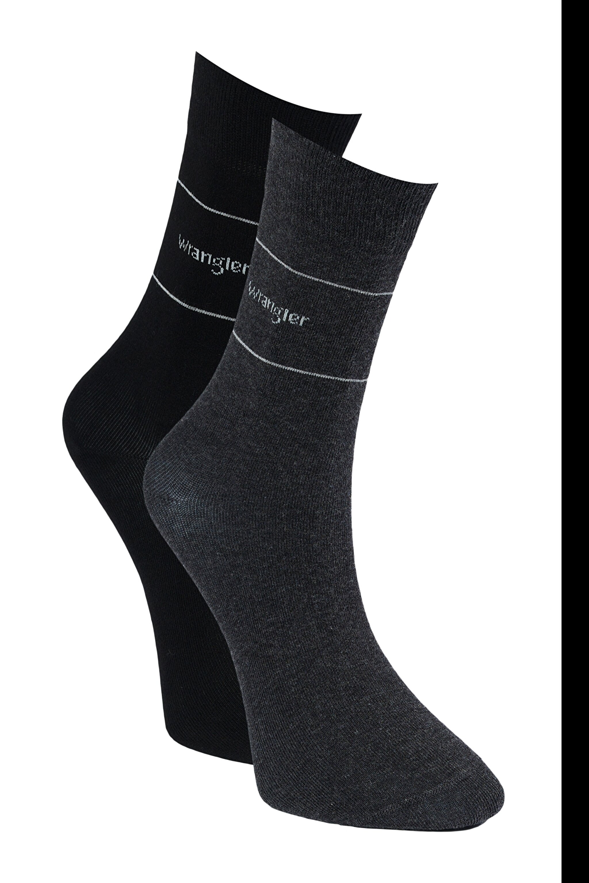 Yüksek Kesim Siyah Gri Melanj Esnek 2'li Çorap Paketi