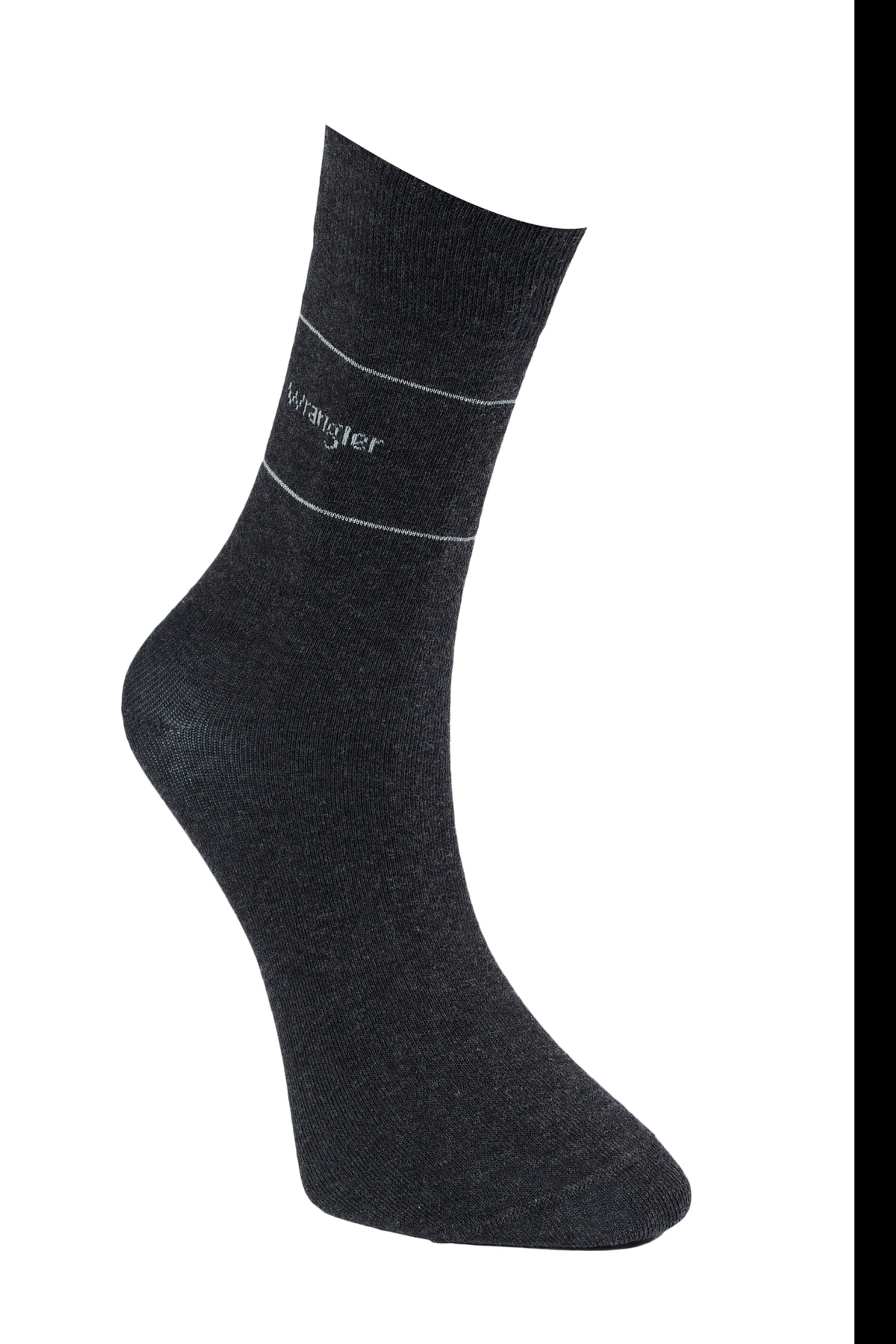 Yüksek Kesim Siyah Gri Melanj Esnek 2'li Çorap Paketi - Dark Grey Melee-W0P511X06 (görsel 2)