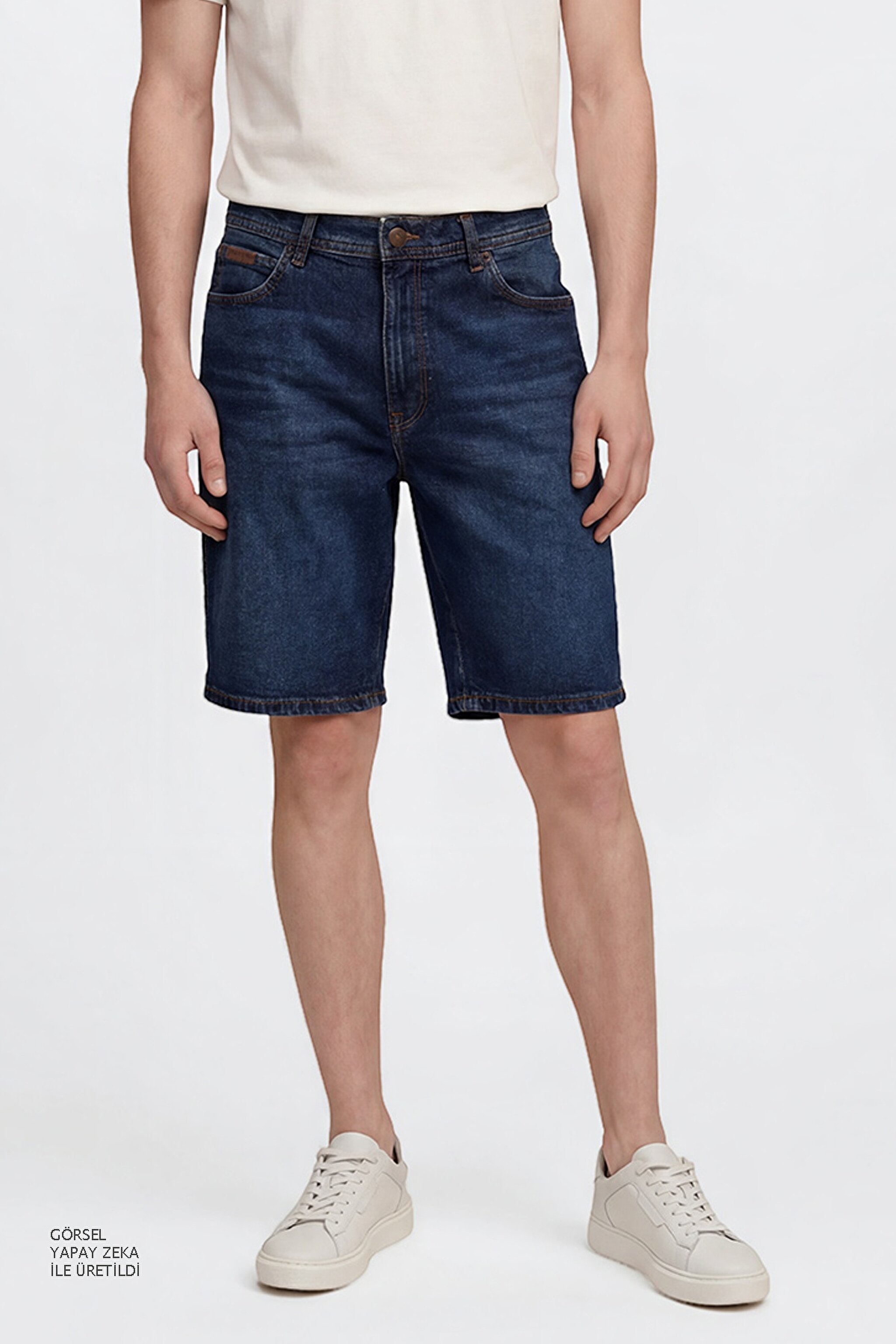 Texas Pamuklu Regular Fit Normal Kesim Cepli Esnek Jean Kot Denim Şort - Dark Indigo-W11C00002317 (görsel 4)