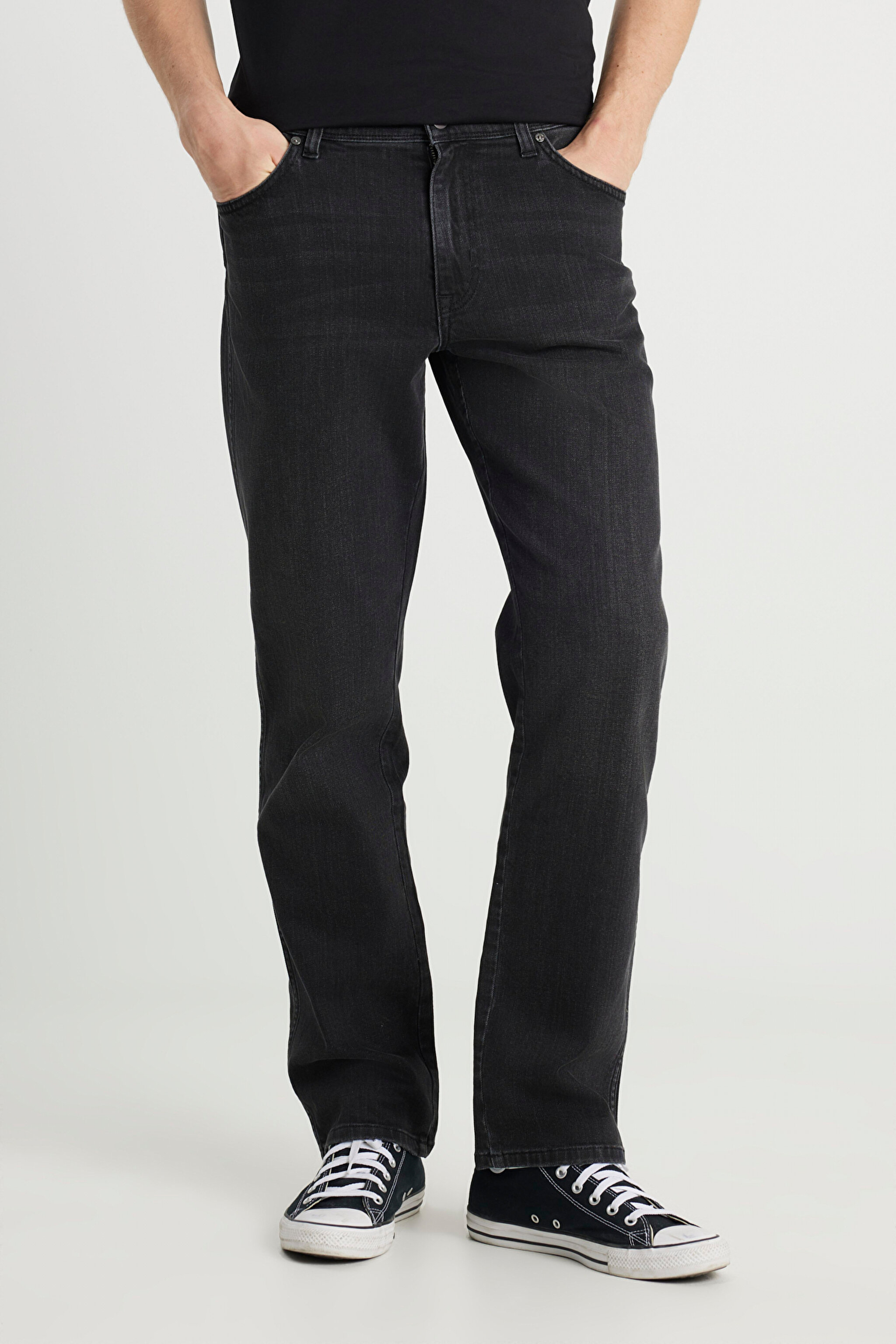 Texas Straight Fit Normal Bel Düz Paça Siyah Pamuklu Esnek Jean Denim Pantolon - Dark Eden-W12100012TI (görsel 3)