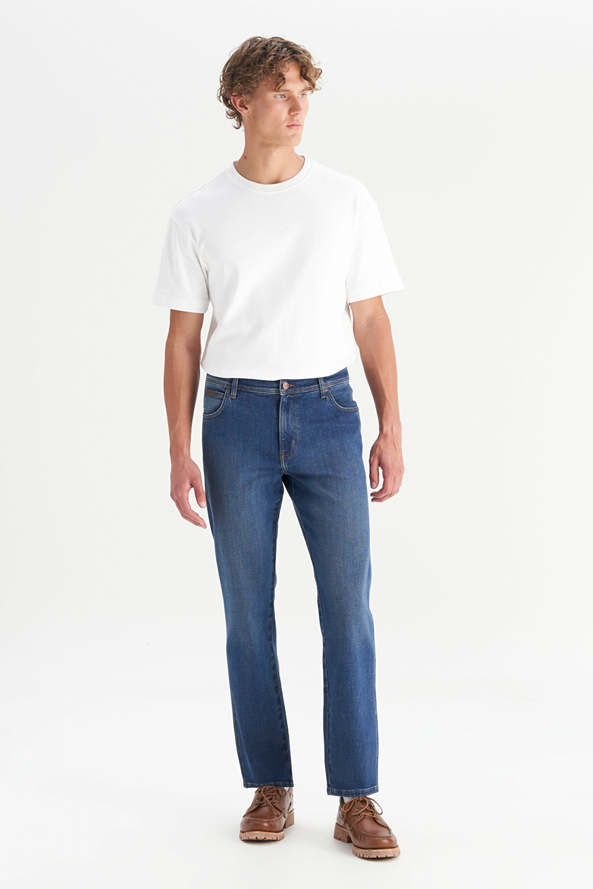 Texas Straight Fit Düz Kesim Normal Bel Pamuklu Esnek Mavi Jean Denim Pantolon - Mid Indigo-W12100018318 (görsel 3)