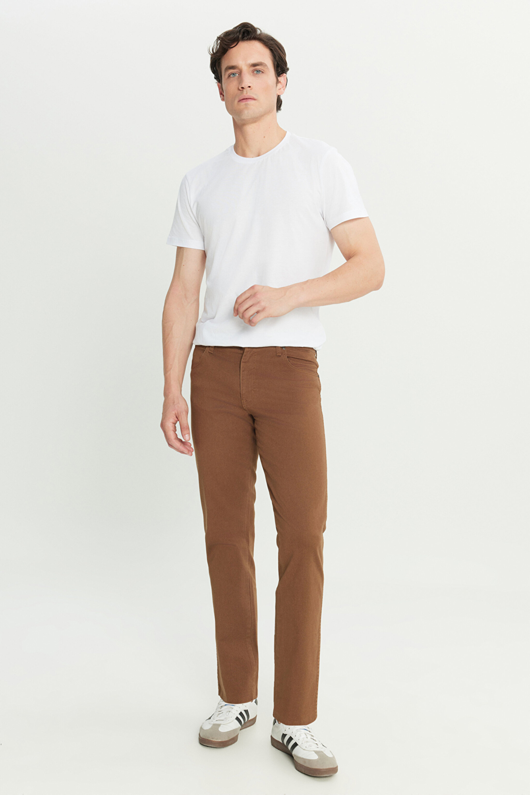 Straight Fit Düz Kesim Normal Bel Açık Kahverengi Esnek Texas Authentic Pantolon