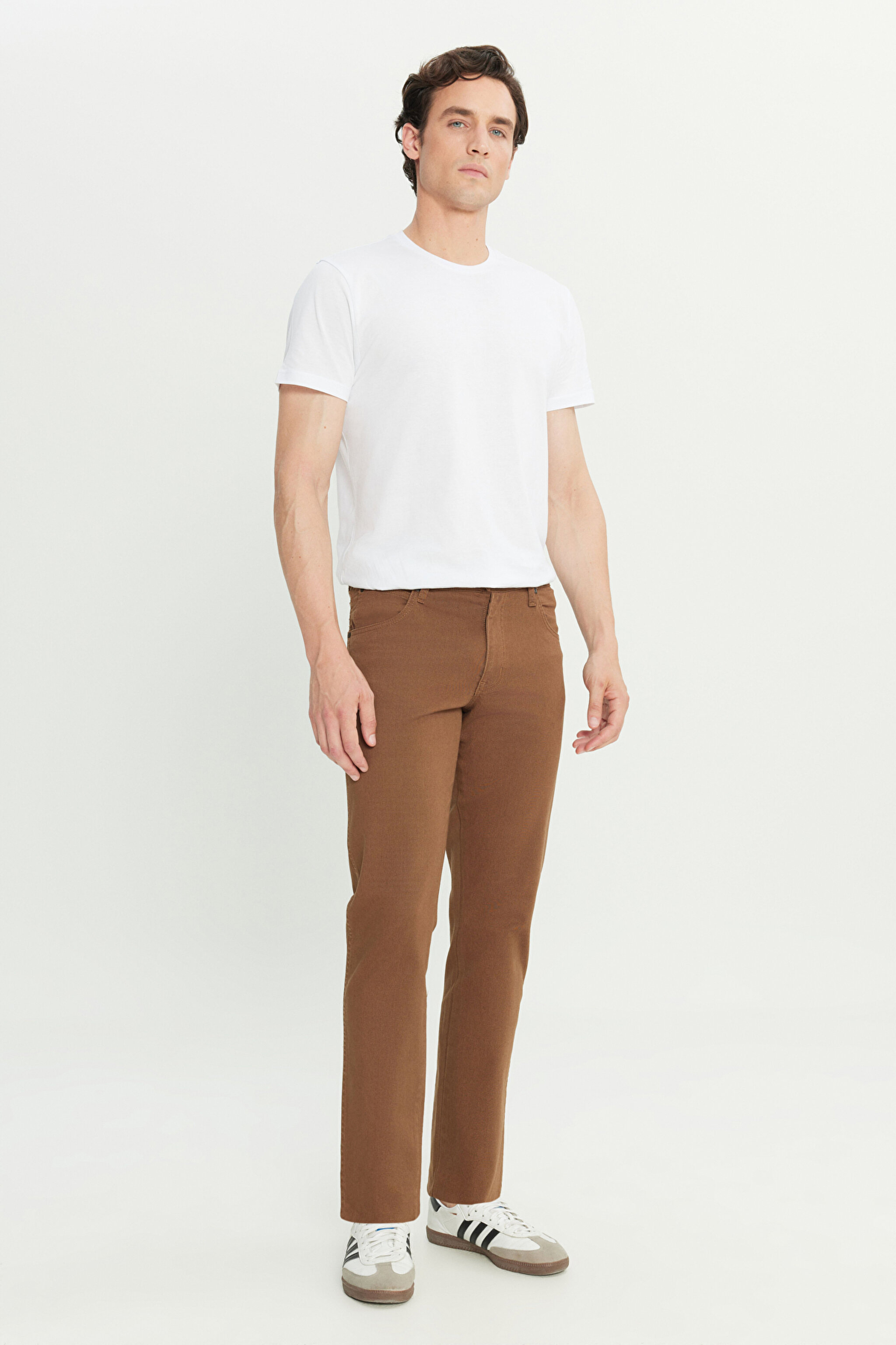 Straight Fit Düz Kesim Normal Bel Açık Kahverengi Esnek Texas Authentic Pantolon - Saddle Brown-W121053248 (görsel 2)