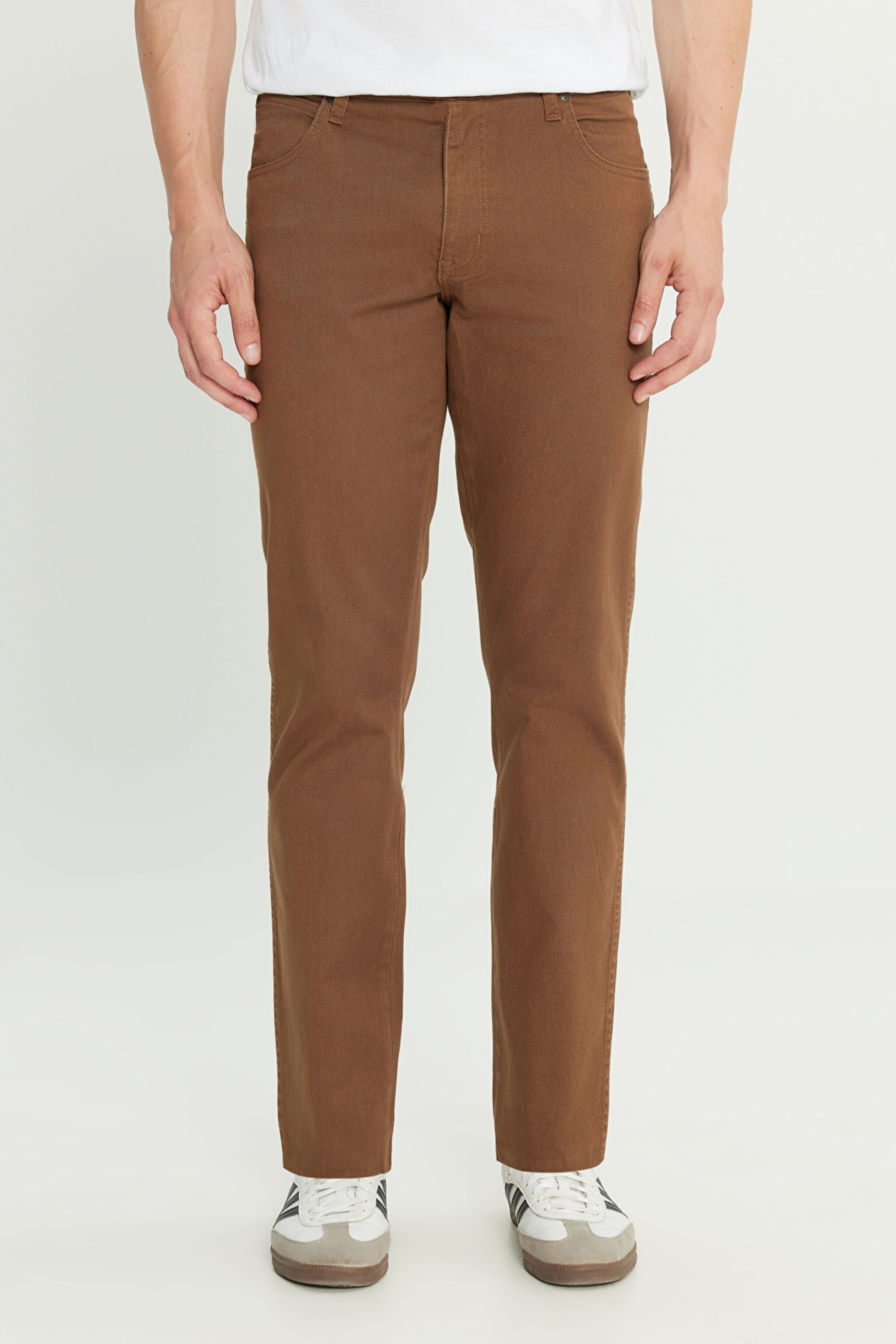 Straight Fit Düz Kesim Normal Bel Açık Kahverengi Esnek Texas Authentic Pantolon - Saddle Brown-W121053248 (görsel 3)