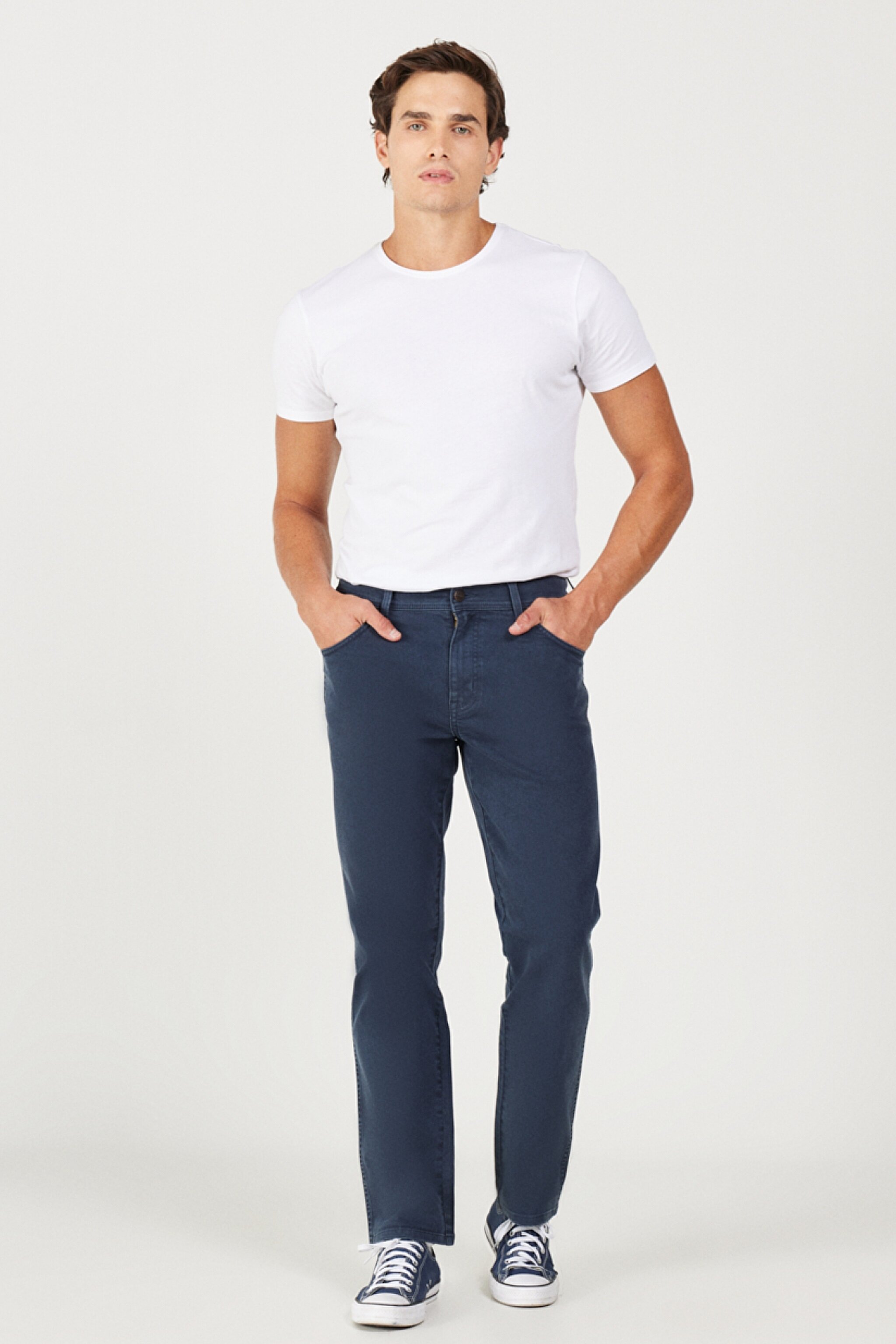 Regular Fit Normal Kesim Normal Bel Lacivert Esnek Pantolon - Dark Navy-W121053XAE (görsel 2)