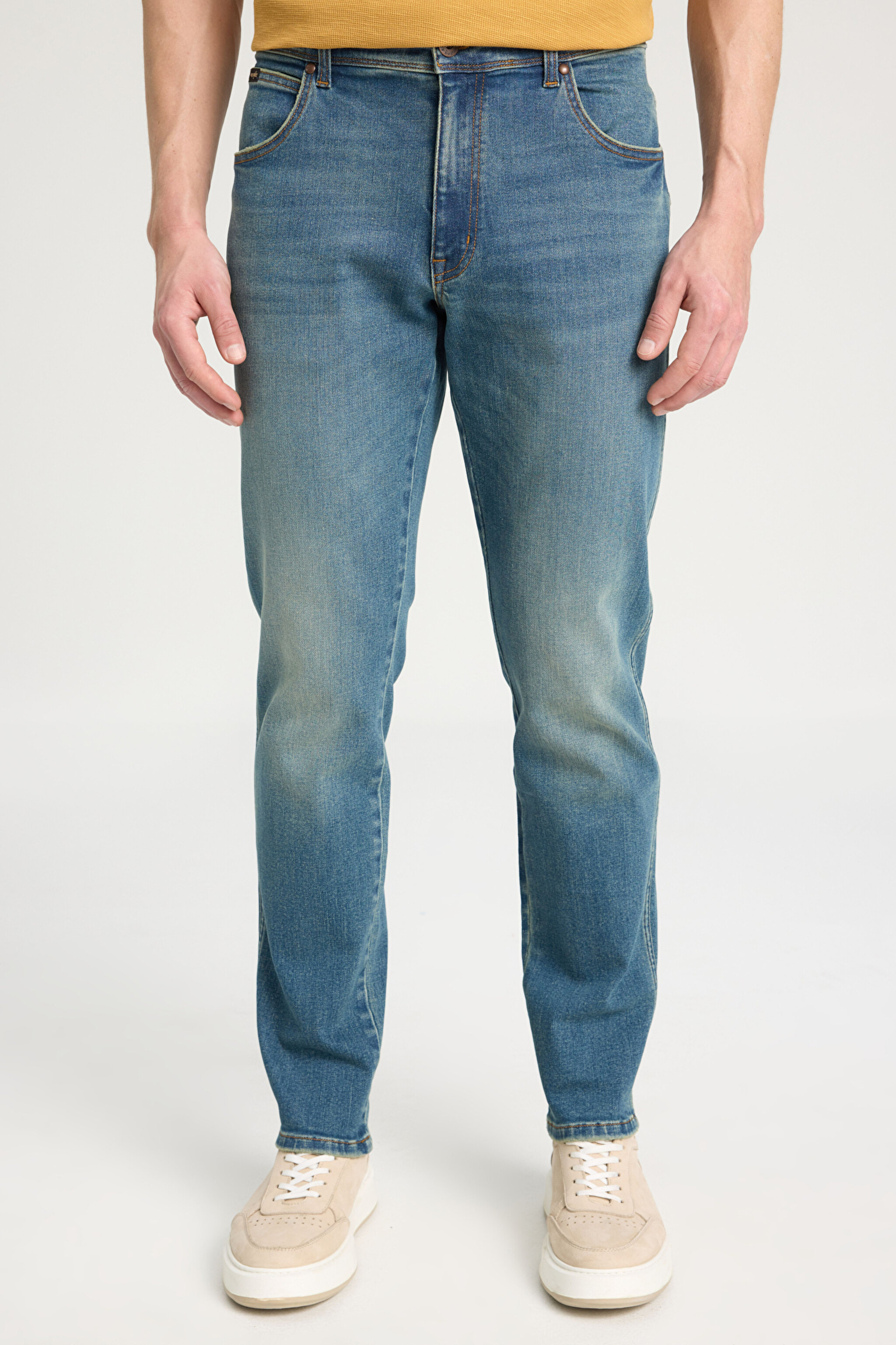 Regular Fit Normal Kesim Normal Bel Düz Paça Mavi Texas Jean Kot Pantolon - Mid Blue-W121064XT (görsel 5)