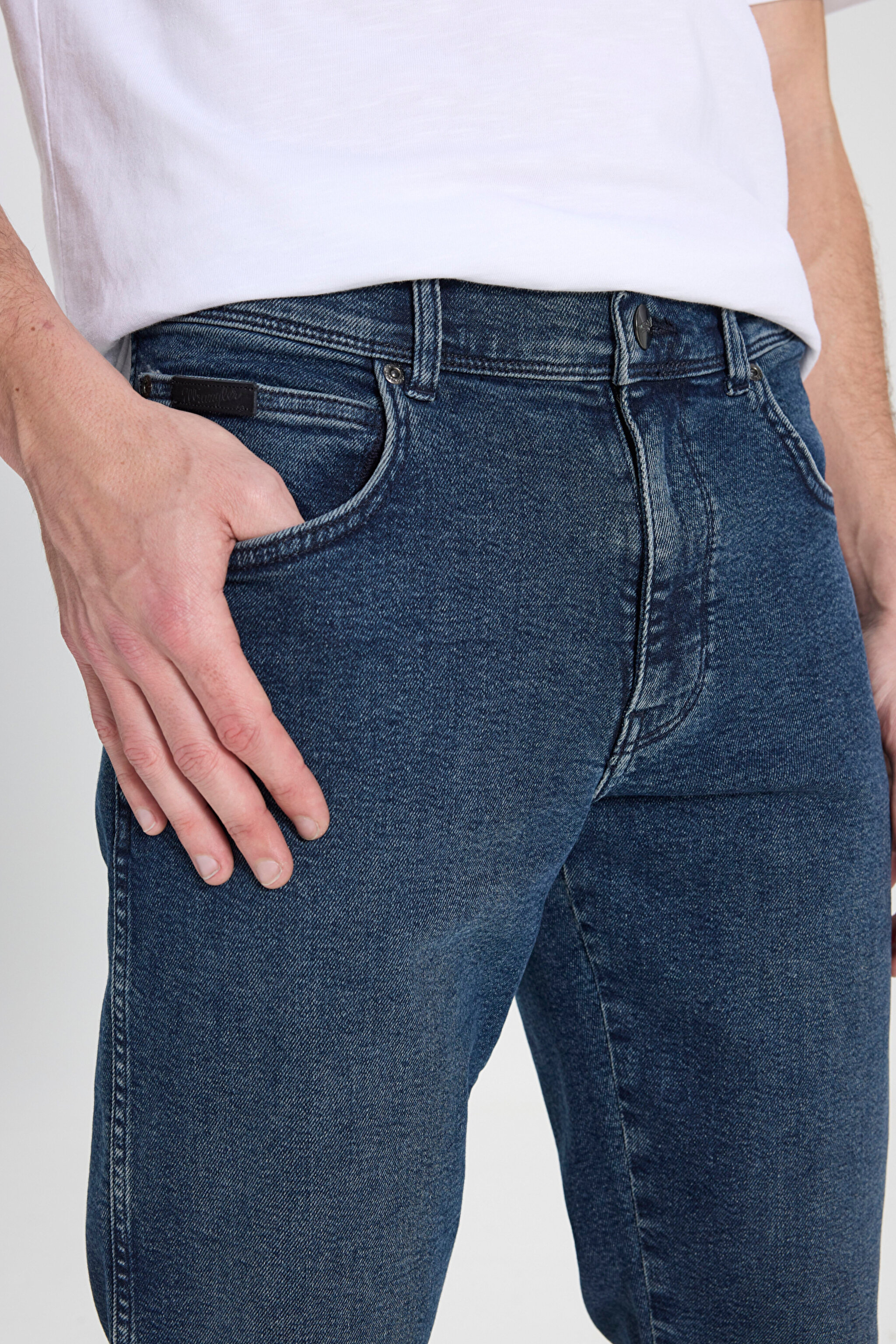 Straight Fit Düz Kesim Normal Bel Koyu Mavi Texas Esnek Jean Denim Pantolon - Dark Indigo-W121081317 (görsel 5)