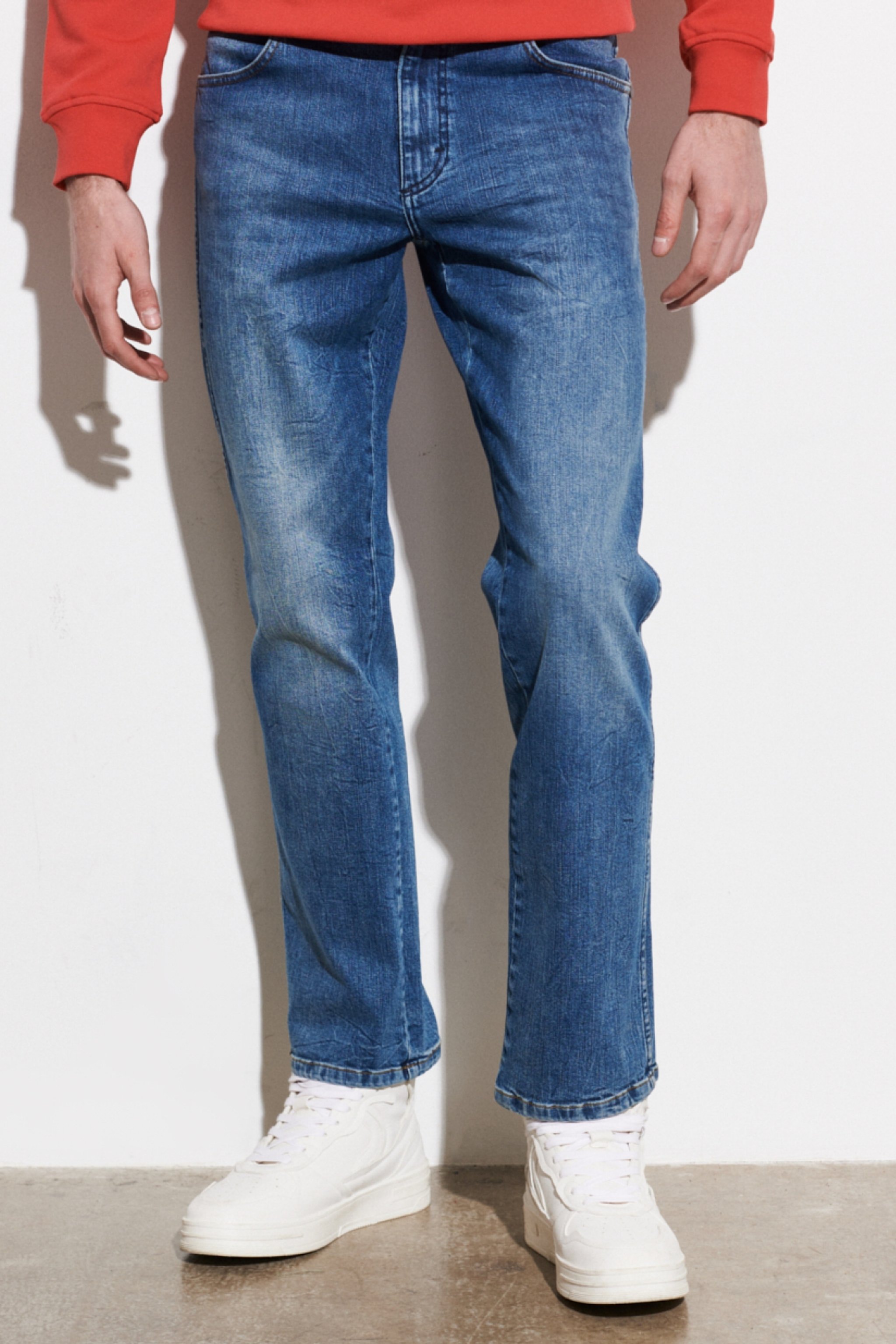 Texas Authentic Straight Fit Normal Bel Esnek Jean Kot Pantolon - Authentic Indigo-W1215915Q