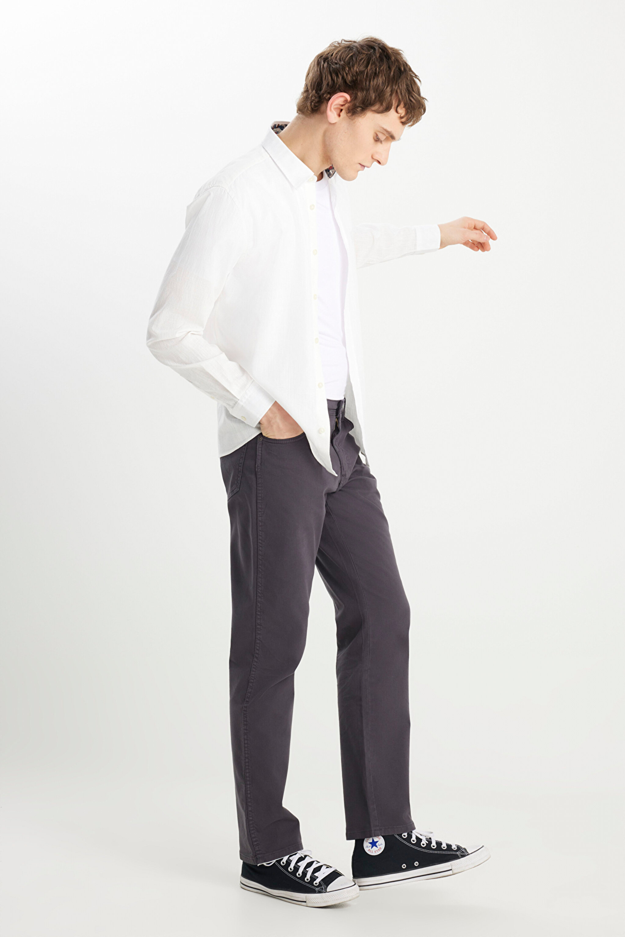Texas Straight Fit Düz Kesim Normal Bel Soluk Siyah Pamuklu Esnek Pantolon