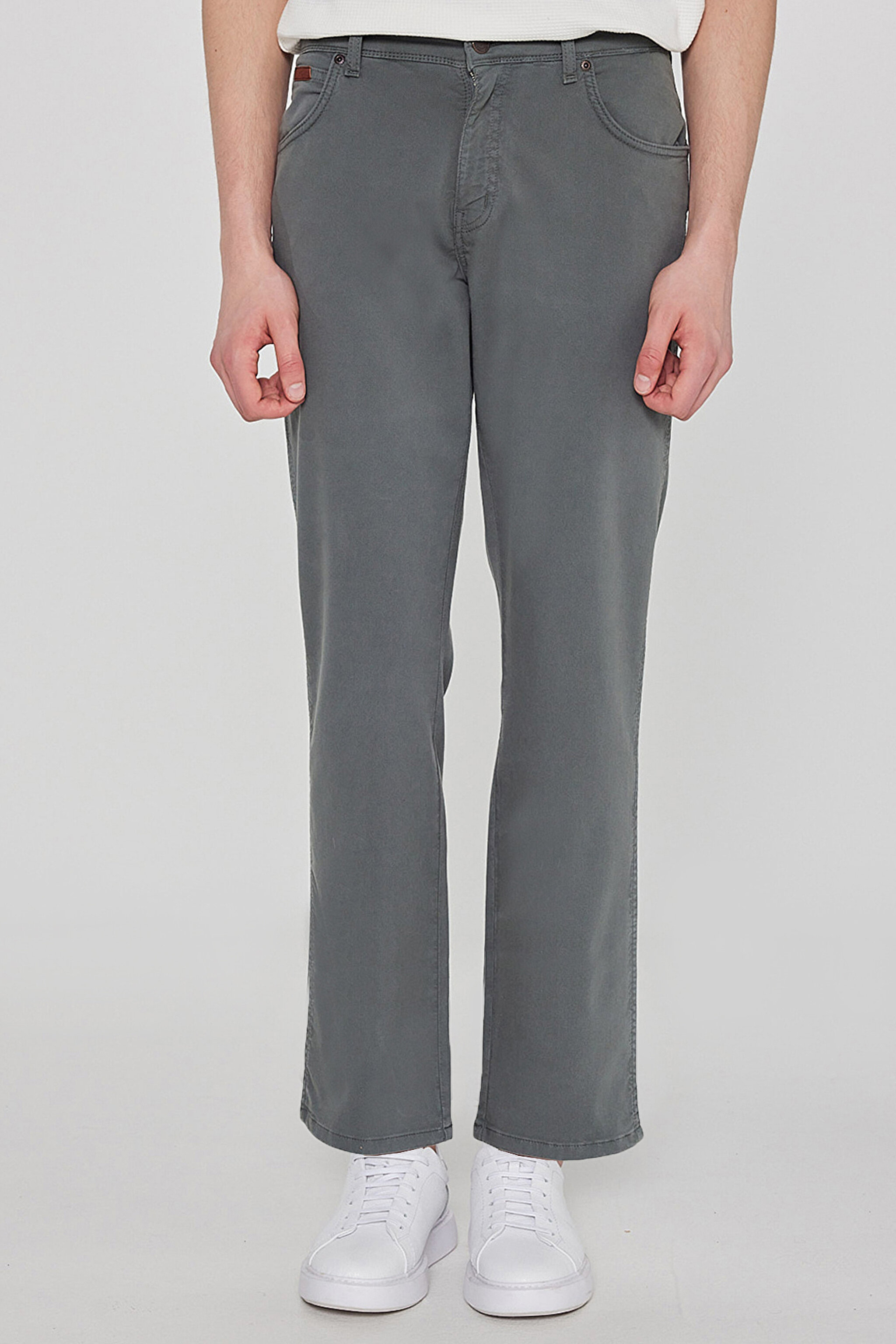 Texas Straight Fit Düz Kesim Normal Bel Pamuklu Esnek Yeşil Pantolon - Green-W1218646300 (görsel 2)