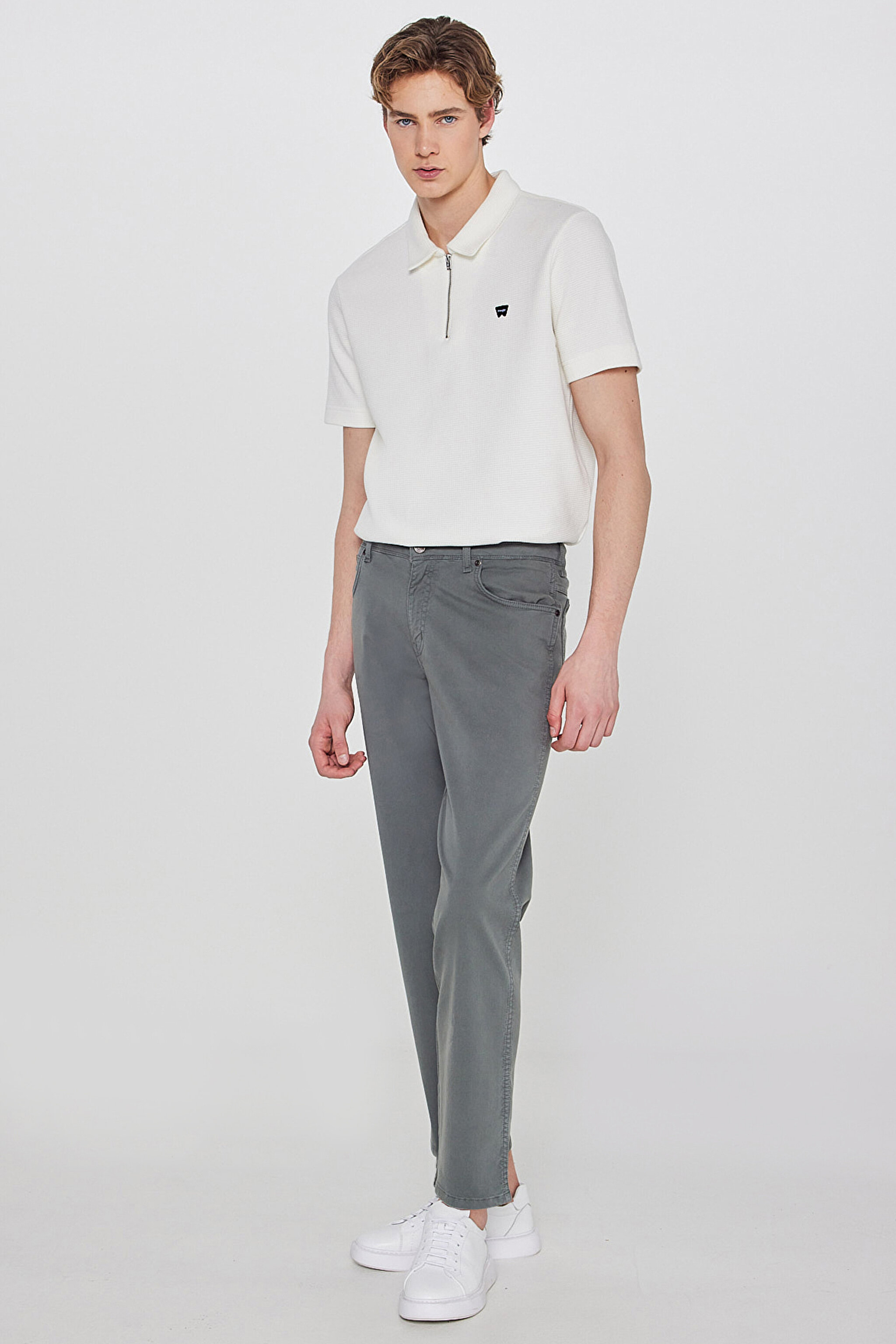 Texas Straight Fit Düz Kesim Normal Bel Pamuklu Esnek Yeşil Pantolon - Green-W1218646300 (görsel 3)