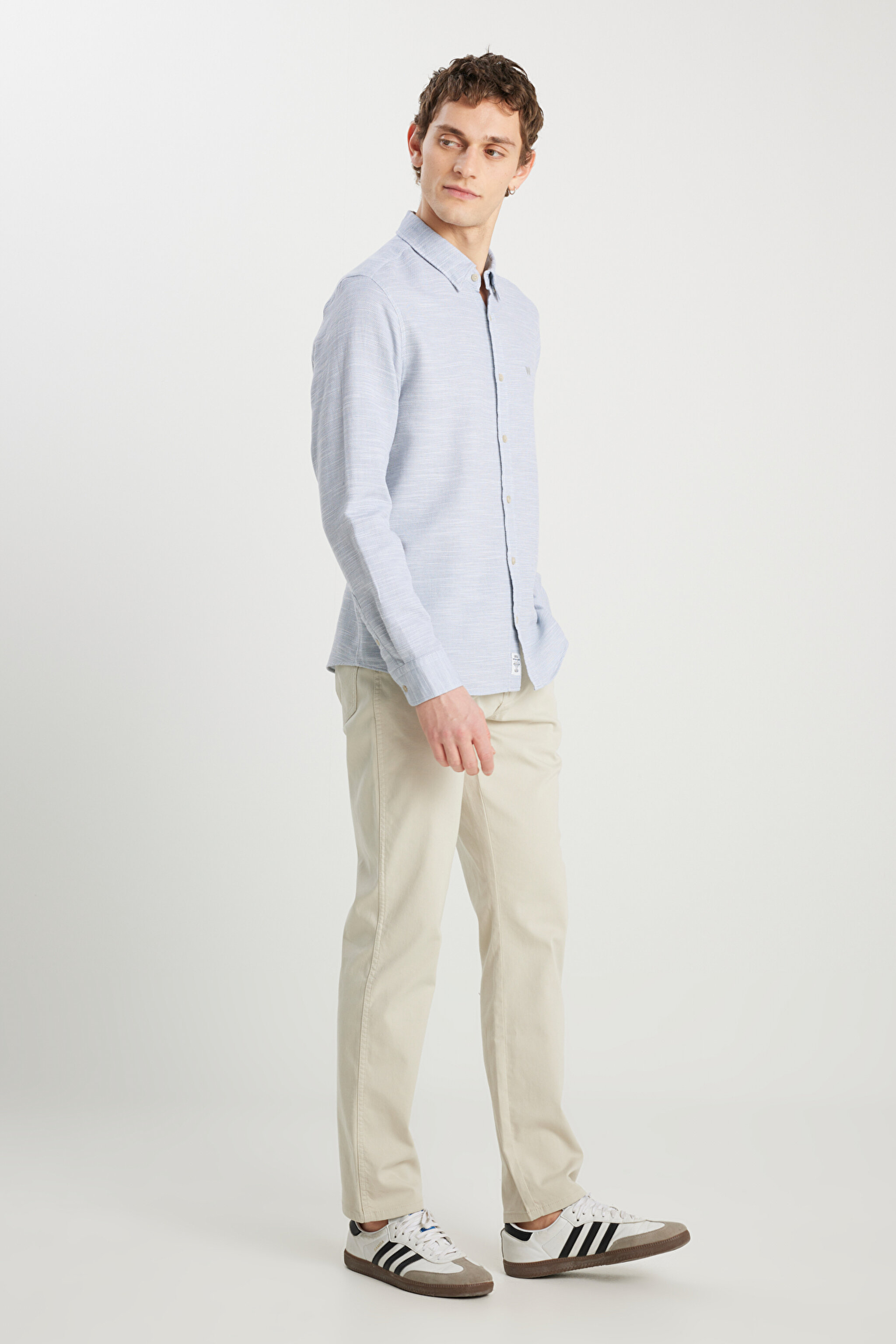 Texas Straight Fit Düz Kesim Normal Bel Ekru Pamuklu Esnek Pantolon - Pelican-W1218646369 (görsel 2)