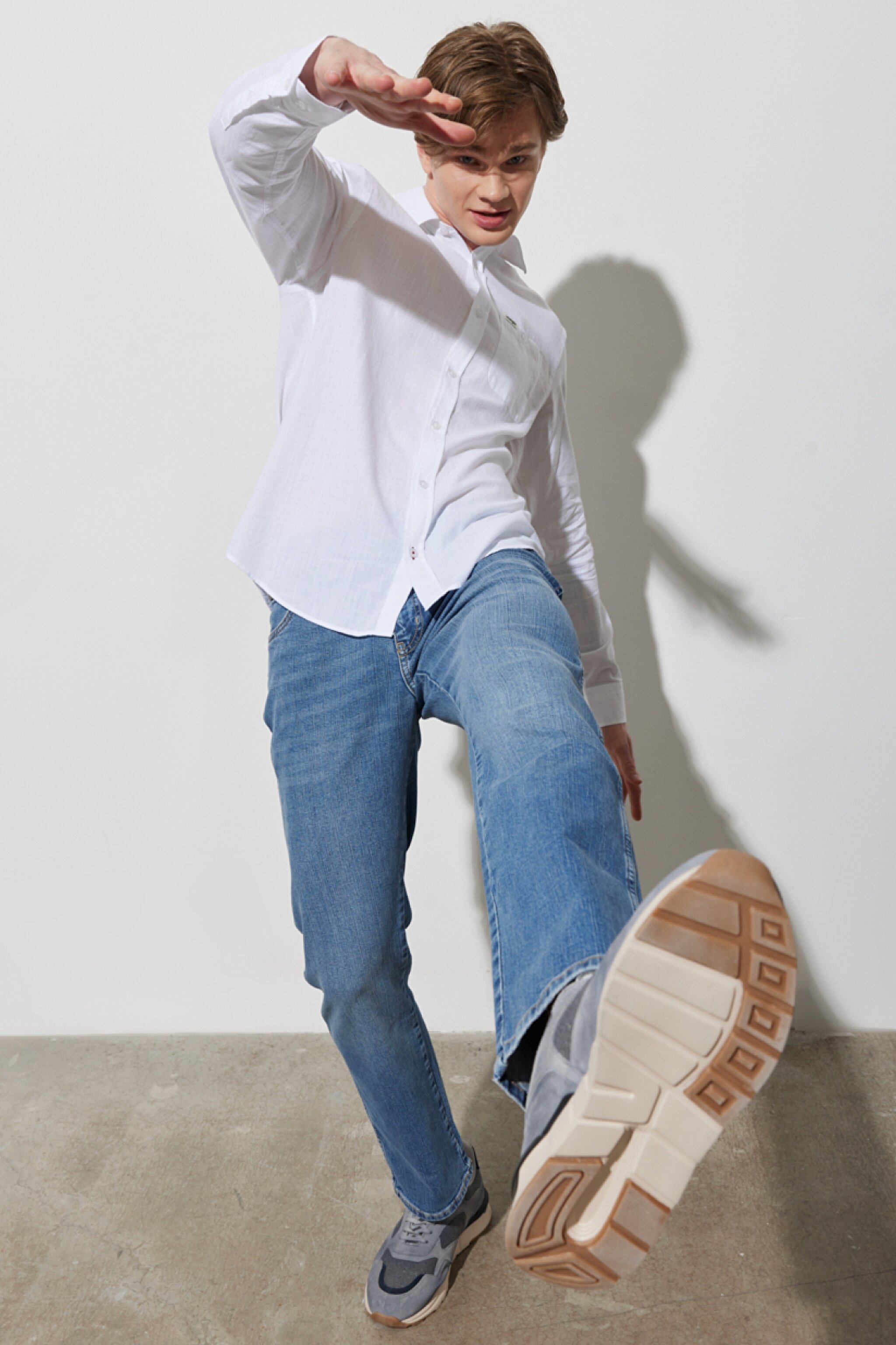 Texas Straight Fit Normal Bel Denim Esnek Jean Kot Pantolon - Mid Blue-W1219237X (görsel 3)
