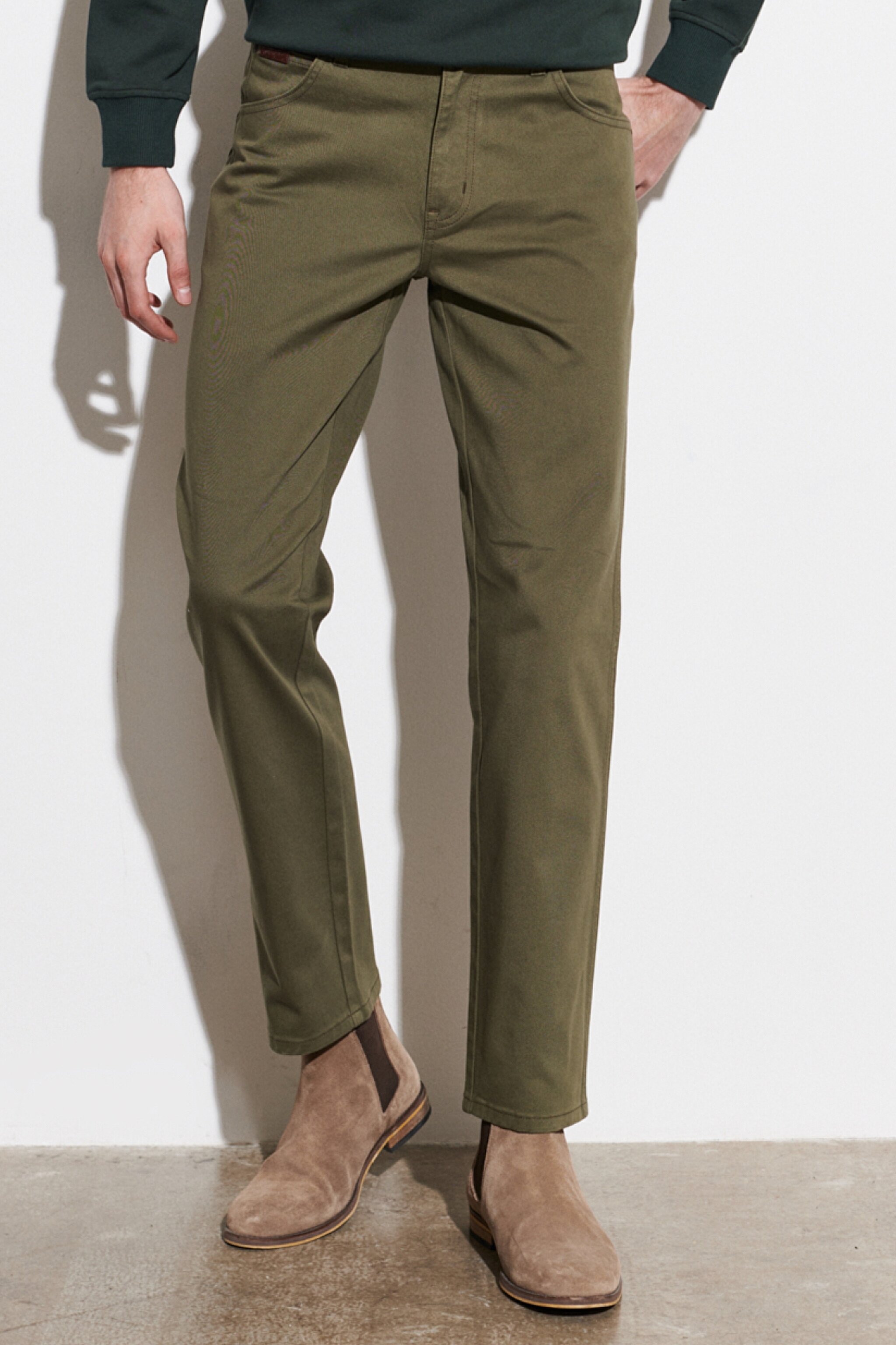 Texas Authentic Straight Fit Normal Bel Esnek Haki Pantolon - Militare Green-W12193G40