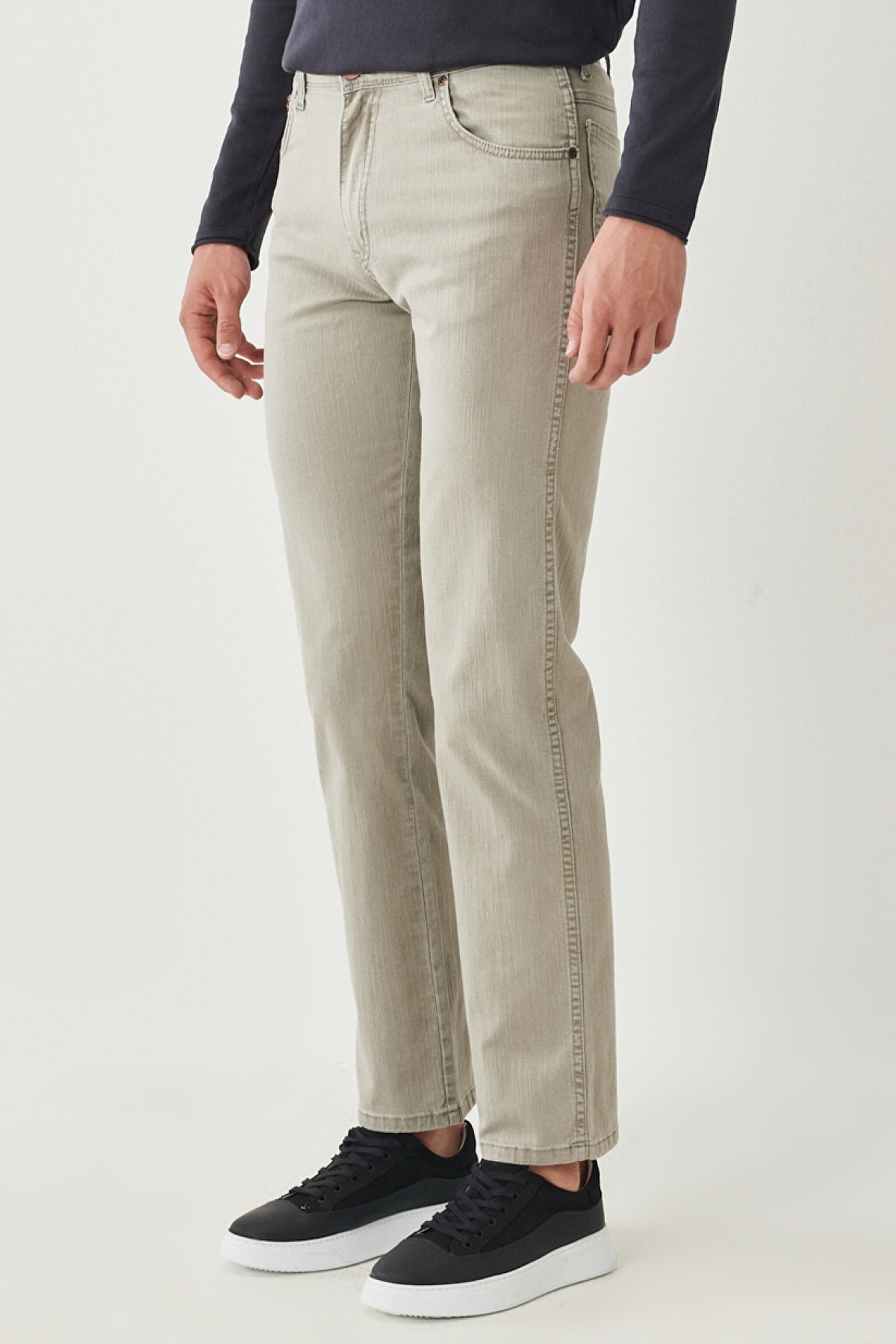Texas Slim Fit Normal Bel Esnek Pantolon - Beige-W12197235 (görsel 3)