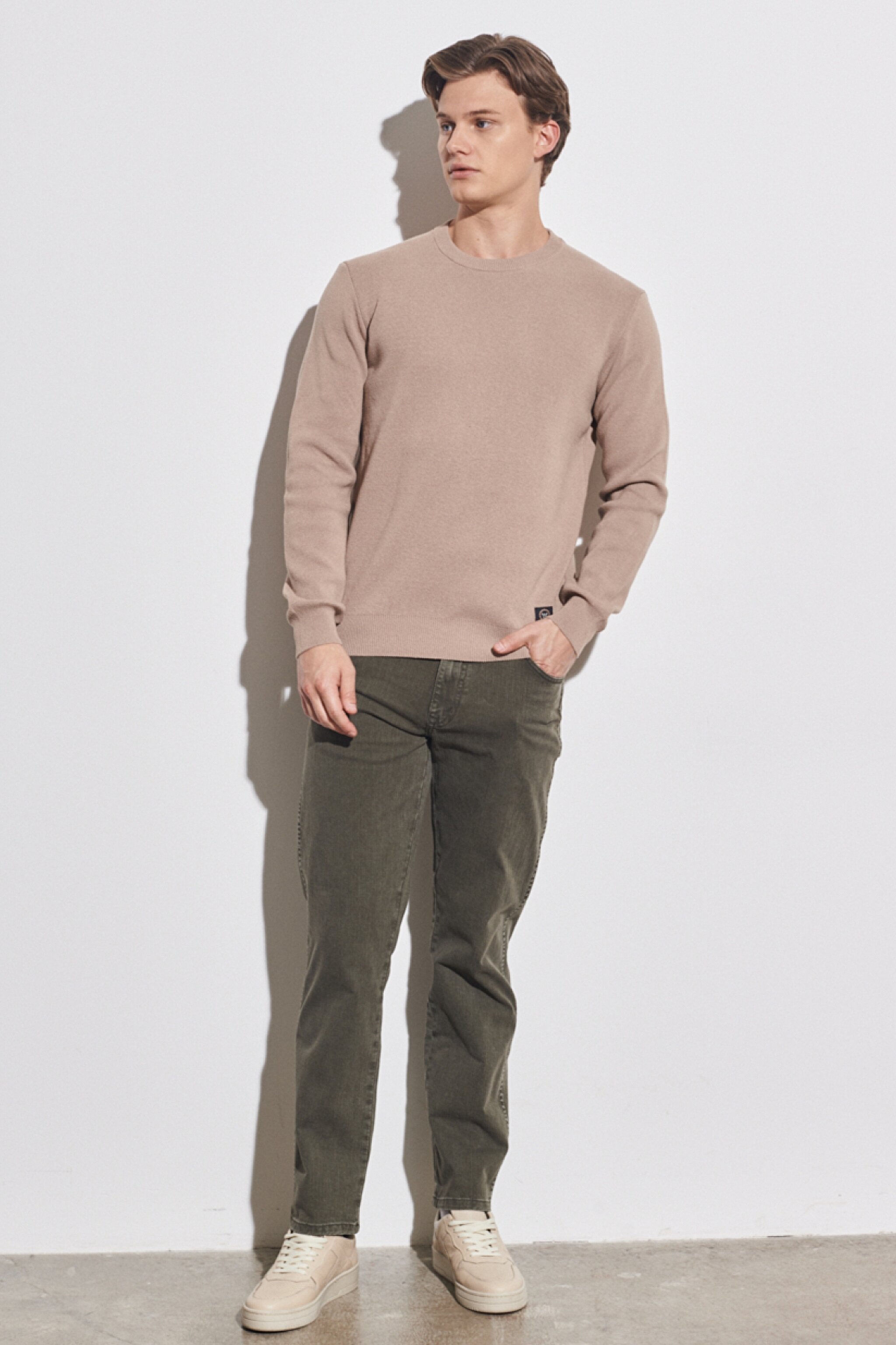 Texas Slim Fit Normal Bel Esnek Pantolon - Khaki-W12197801 (görsel 3)