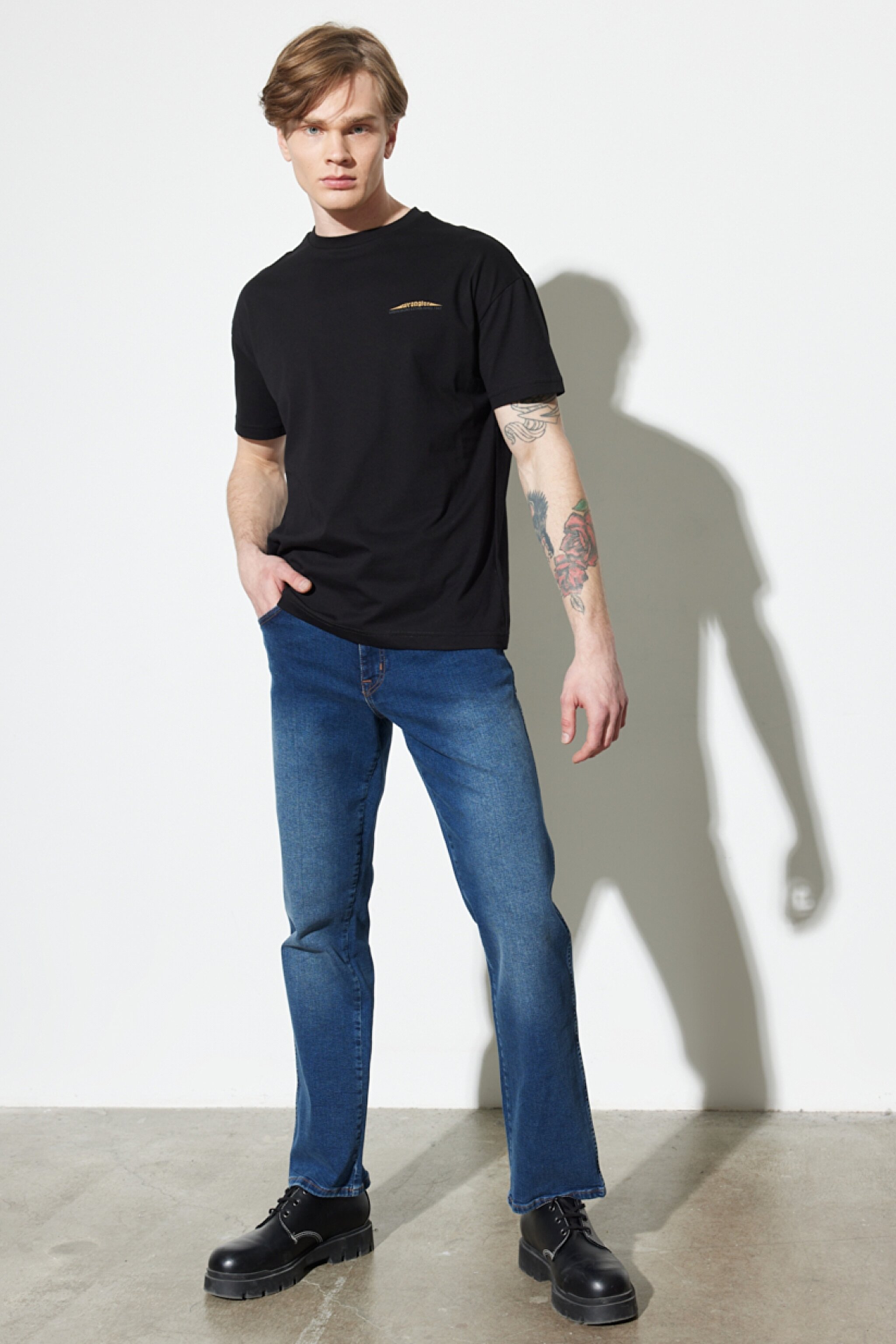 Texas Straight Fit Normal Bel Denim Esnek Jean Kot Pantolon - Dark Blue-W121E284W (görsel 3)