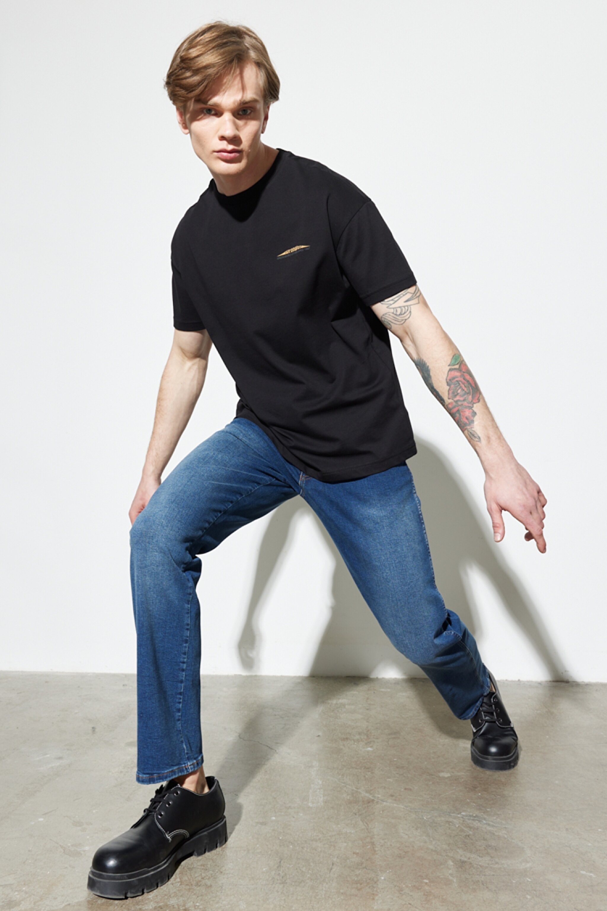 Texas Straight Fit Normal Bel Denim Esnek Jean Kot Pantolon - Dark Blue-W121E284W (görsel 5)