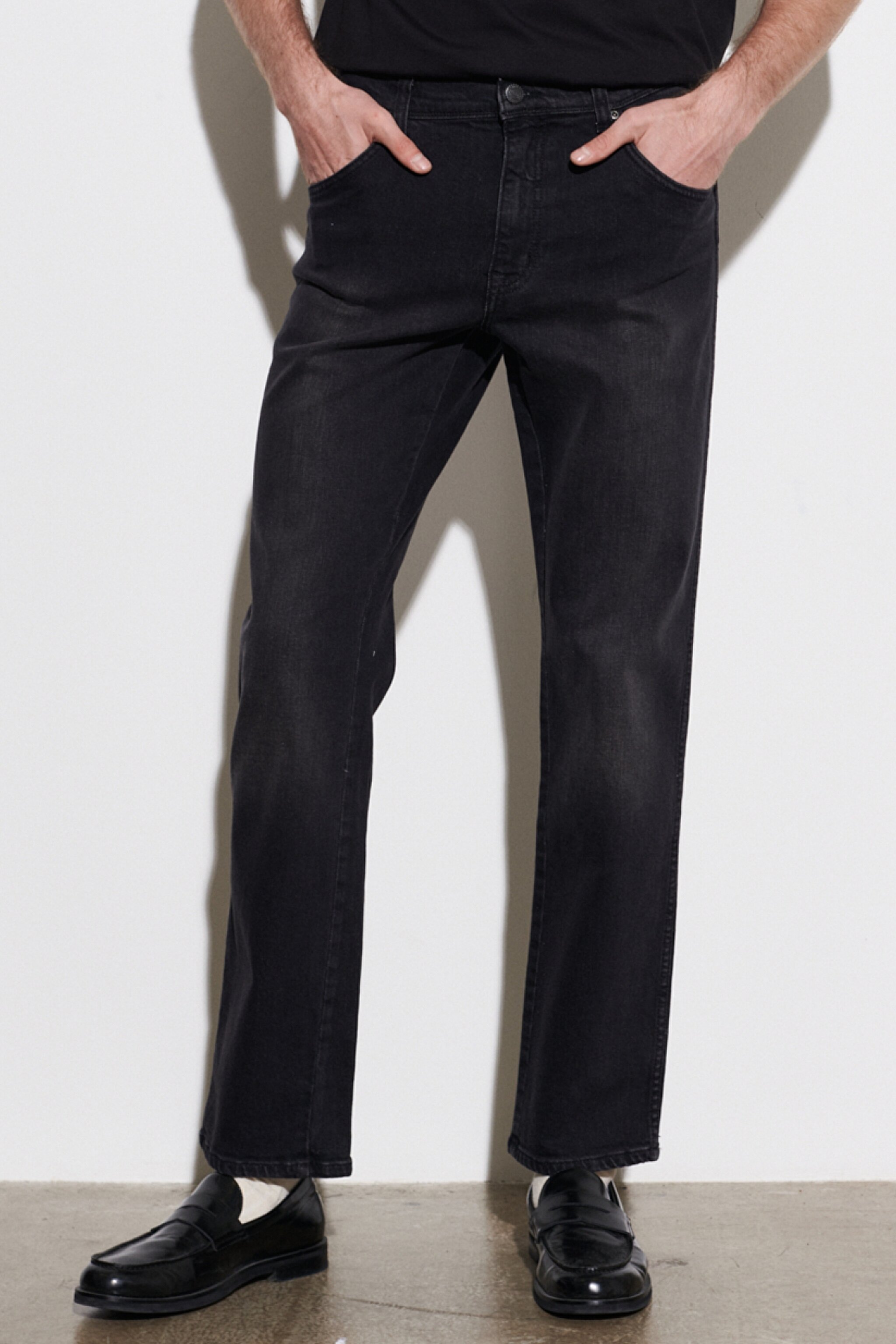 Texas Straight Fit Normal Bel Denim Esnek Jean Kot Pantolon - Dark Gray-W121HT120 (görsel 3)