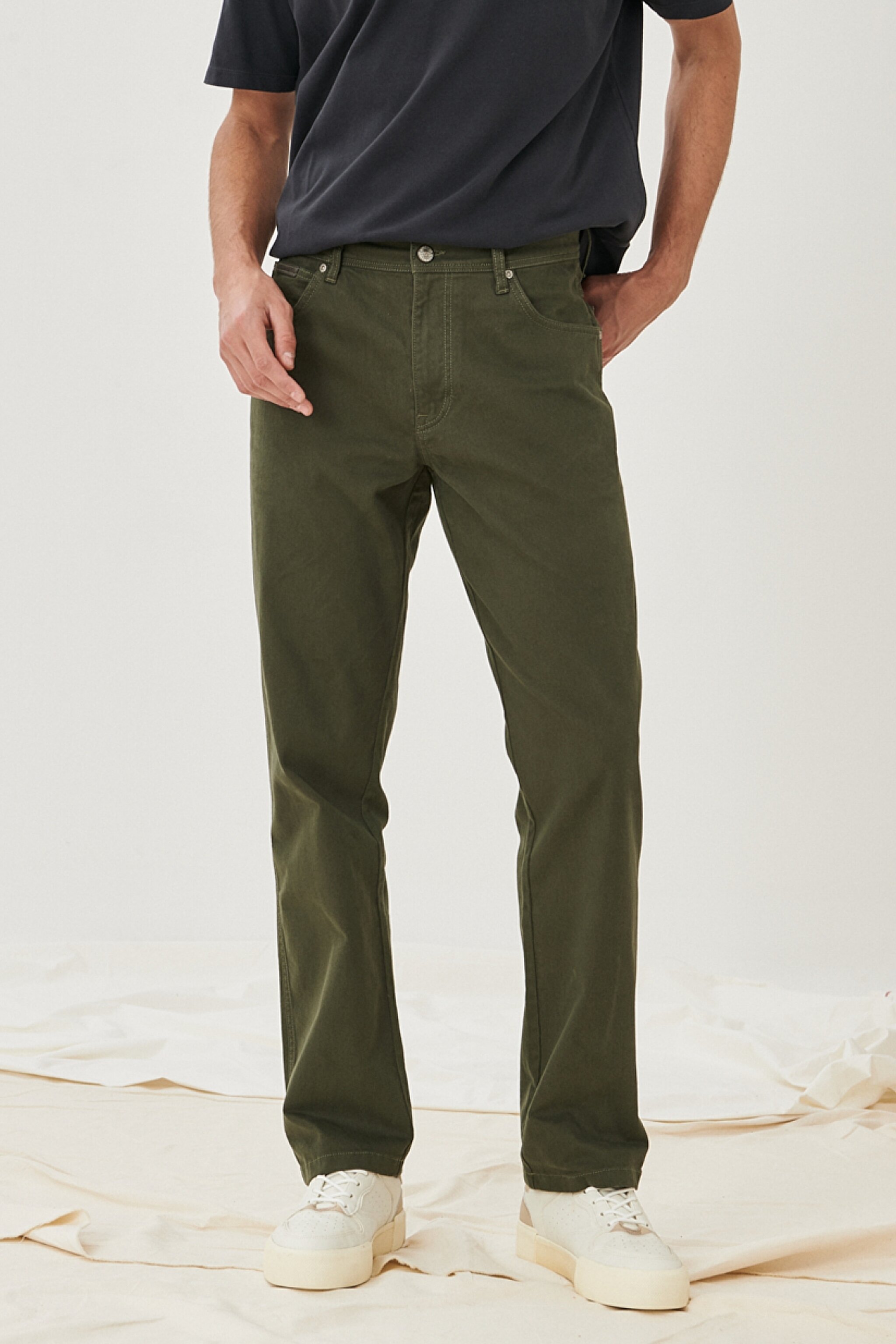 Texas Straight Fit Düz Kesim Normal Bel Haki Esnek Pantolon