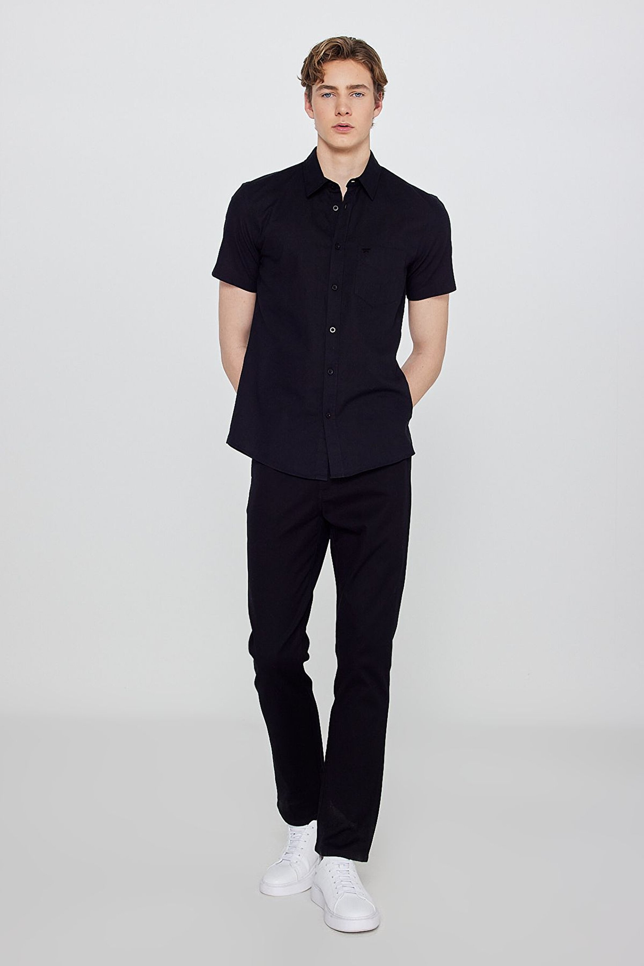 Pamuklu Arizona Straight Fit Cepli Esnek Jean Kot Denim Pantolon - Black-W12O021001 (görsel 2)